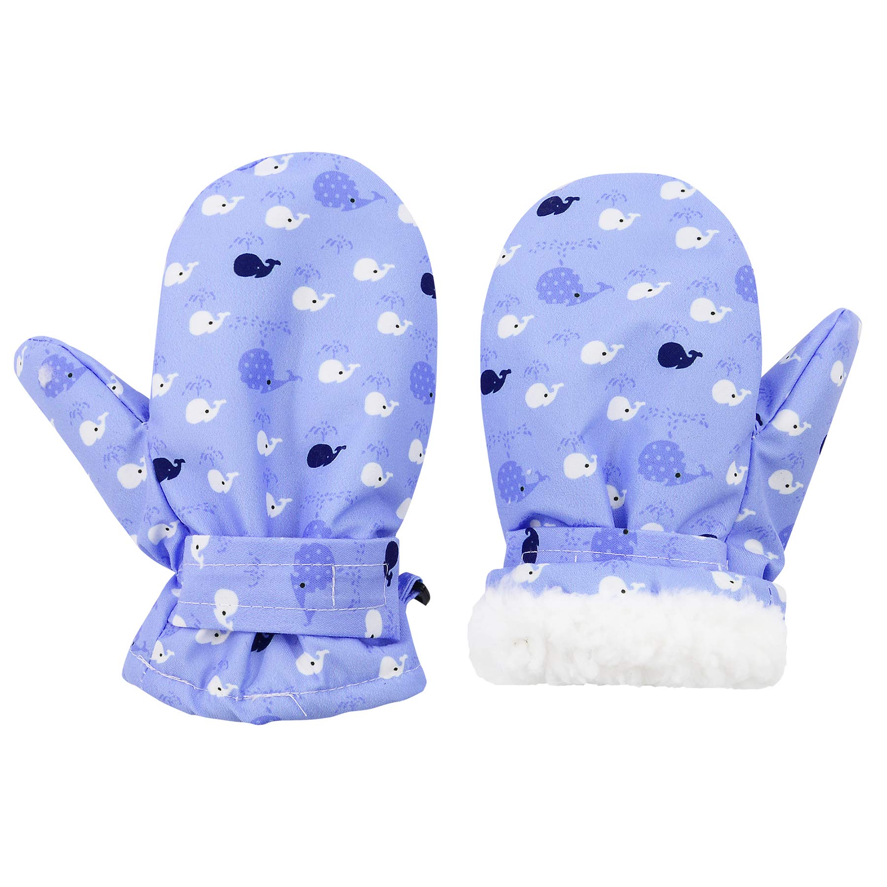 Zando Toddler Mittens Winter Ski Gloves Waterproof Snow Warm Infant Fleece Gloves with String for Toddler Boys Girls Little Whale M