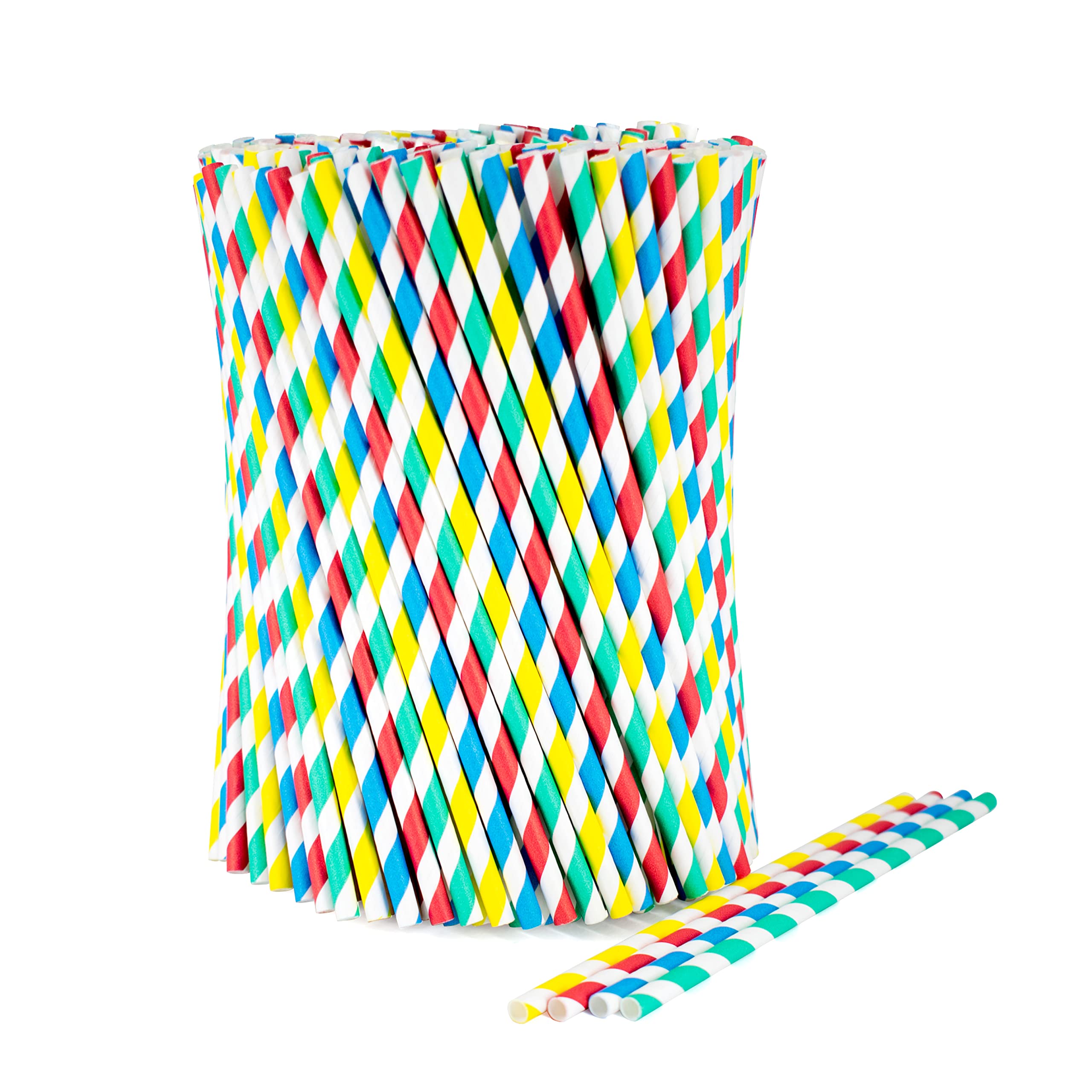 wisefood Pajitas de papel, 3600 unidades (36 x 100 unidades), multicolor, diámetro 6 mm x 20 cm, sin PLA/PE, biodegradables, de papel estable