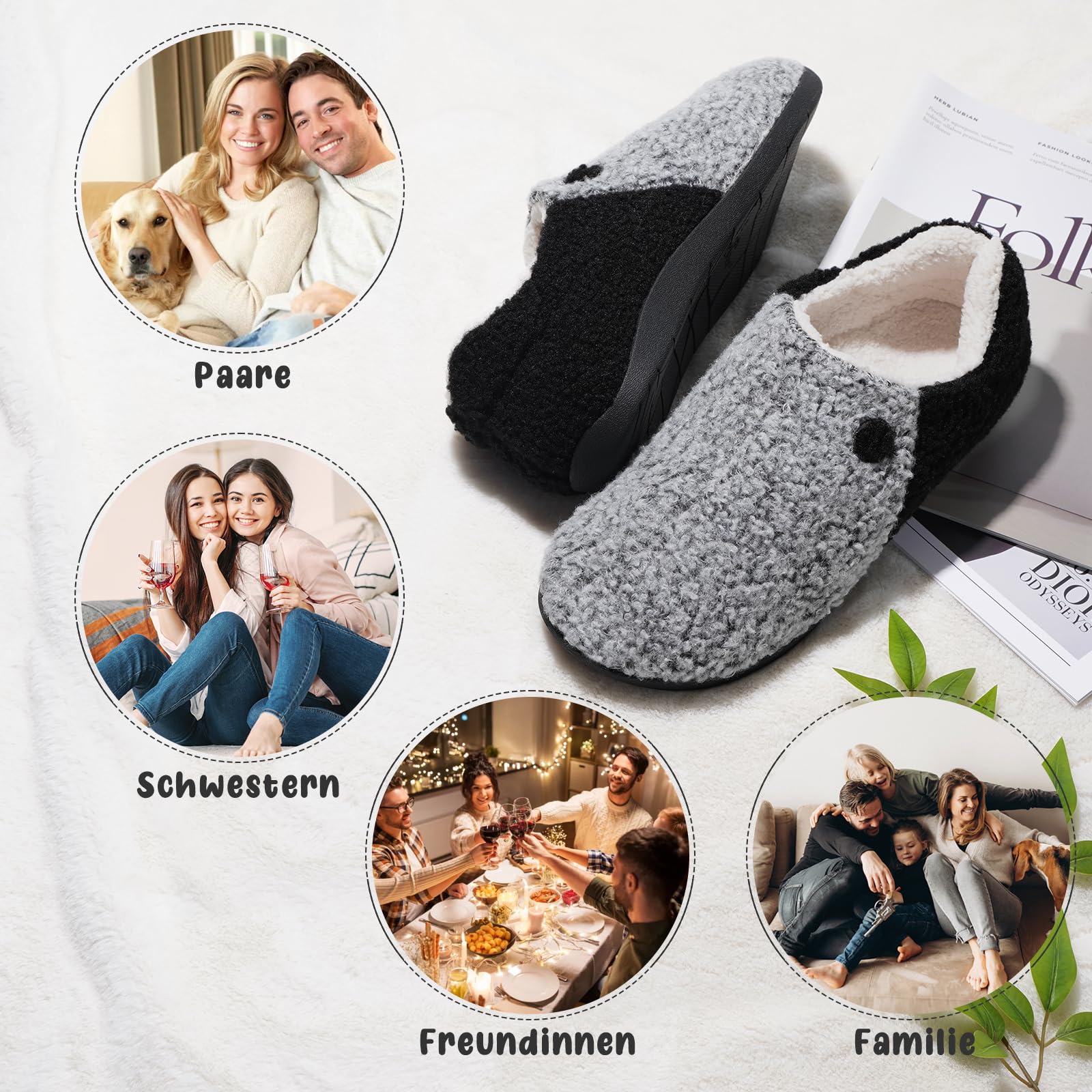 ERGOfoot Orthopädische Hausschuhe für Damen, Arch Support | Integrierte Fußgewölbestützen, Rutschfest, Wärme, Komfort, Geschlossene Hausschuhe, Für Plantarfasziitis, Für Drinnen/Draußen