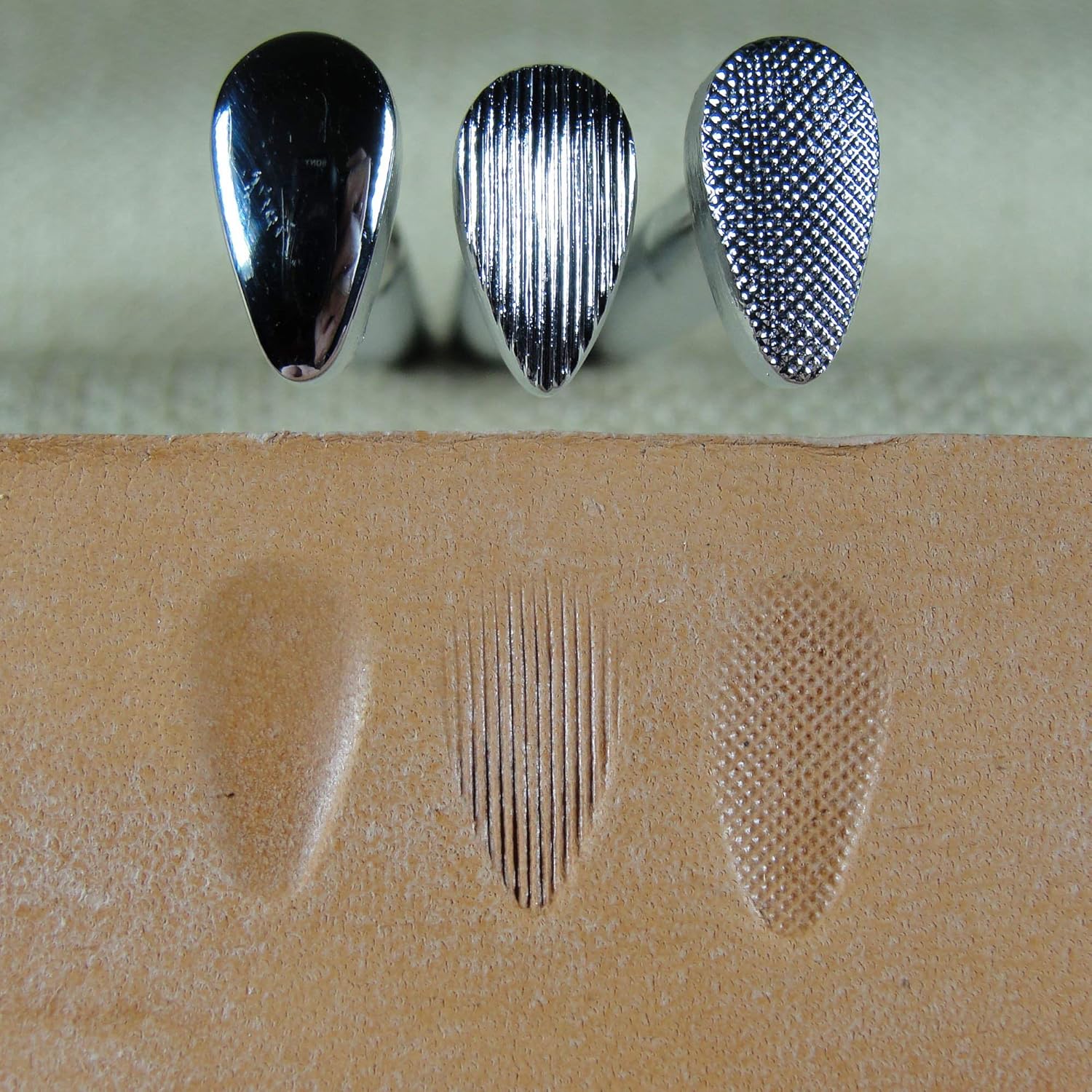 Steel Tall Pear Shader Stamps, Set of 3, Craft Japan Leather Stamping Tools
