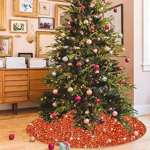 Miniatura 132 de FOTSHARER Falda de árbol azul pequeña de 21 pulgadas, falda de árbol de Navidad con lentejuelas con purpurina, tapete grueso de terciopelo