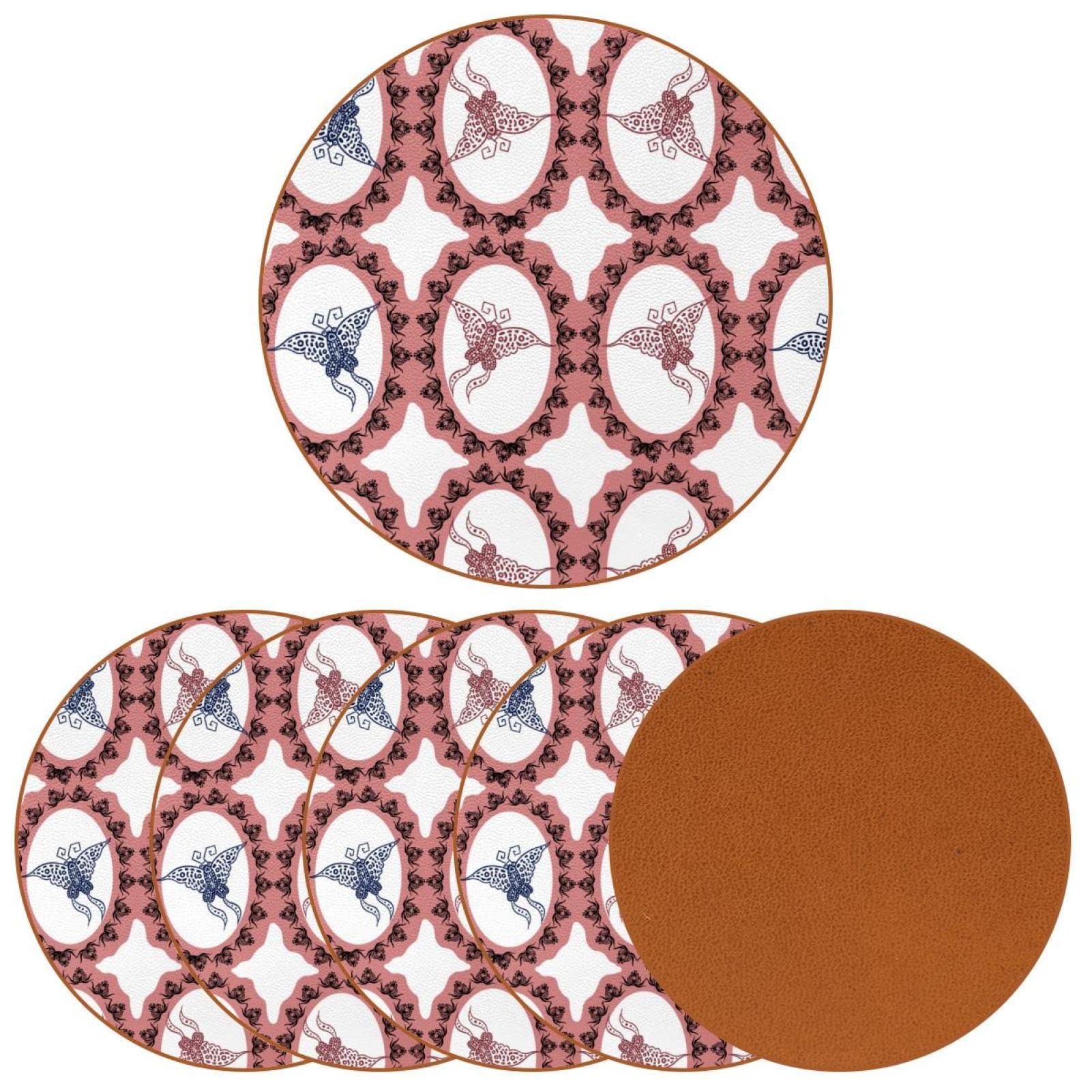 Runde Untersetzer mit Silhouettenmuster für Getränke, 6 Stück, Tischschutzmatte für Weingläser, Tassen und Tassen, wiederverwendbar im Büro, Küche, Bar, 10,9 cm