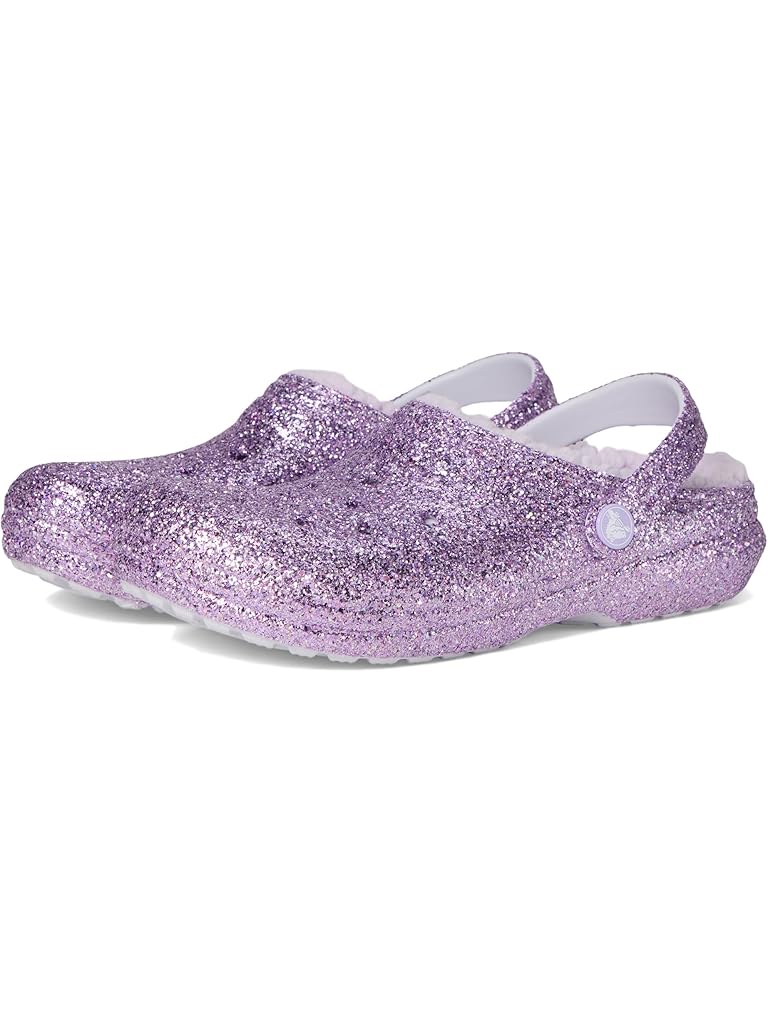 Pink Crocs Classic Lined Glitter Clog (Little Kid/Big Kid)