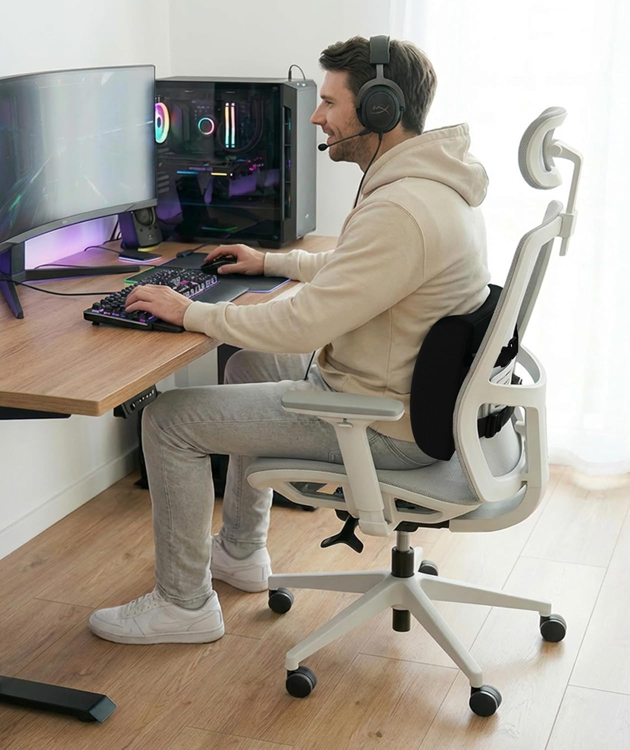 Everlasting Comfort Lumbar Support Pillow for Office Chair - Memory Foam Back Cushion for Car Seat - Promotes Better Posture, Back Pain Relief - Ideal Gaming and Desk Chairs Work and Home Essentials - Image 7