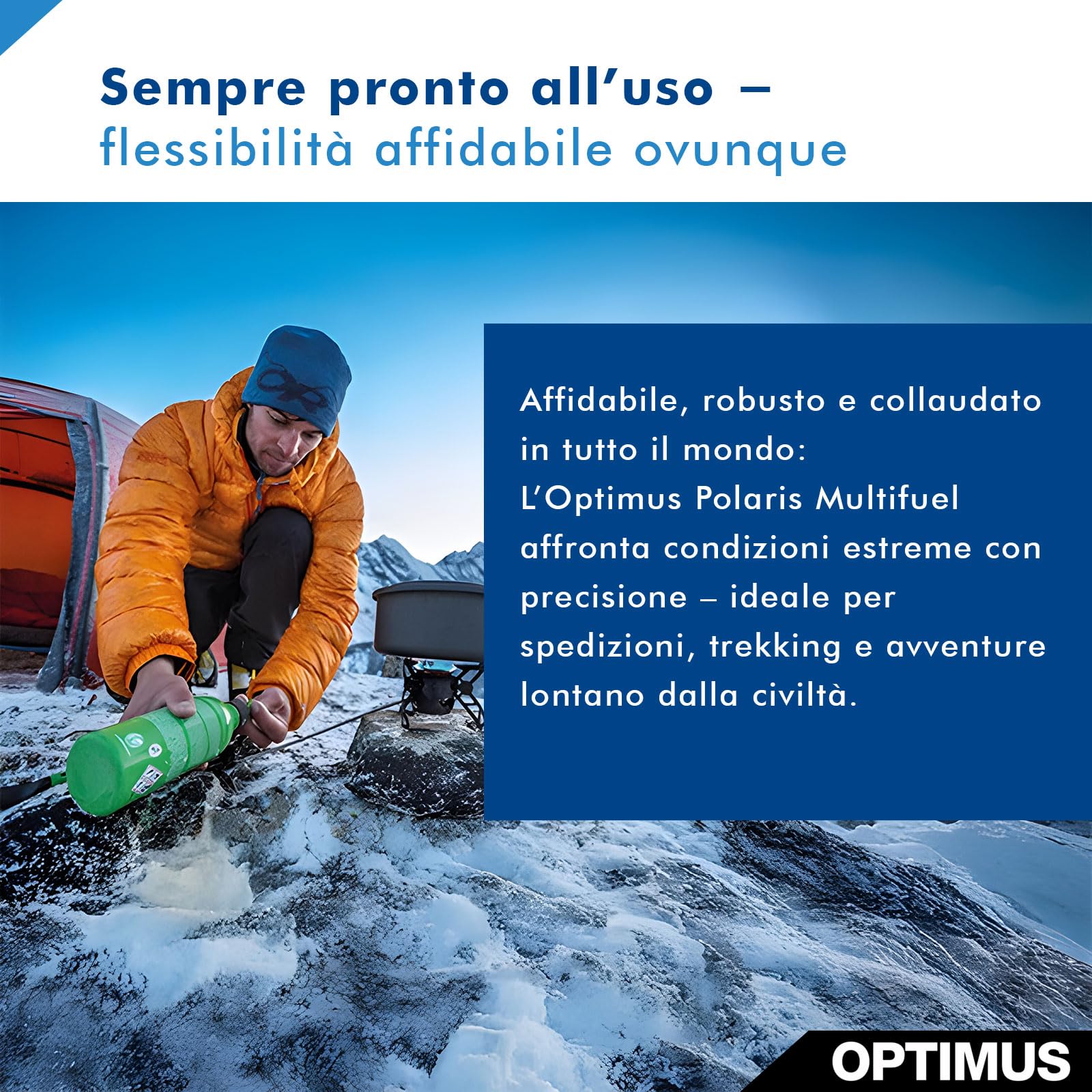 OPTIMUS - Fornello multiuso Polaris Optifuel, fornello da campeggio per diversi combustibili