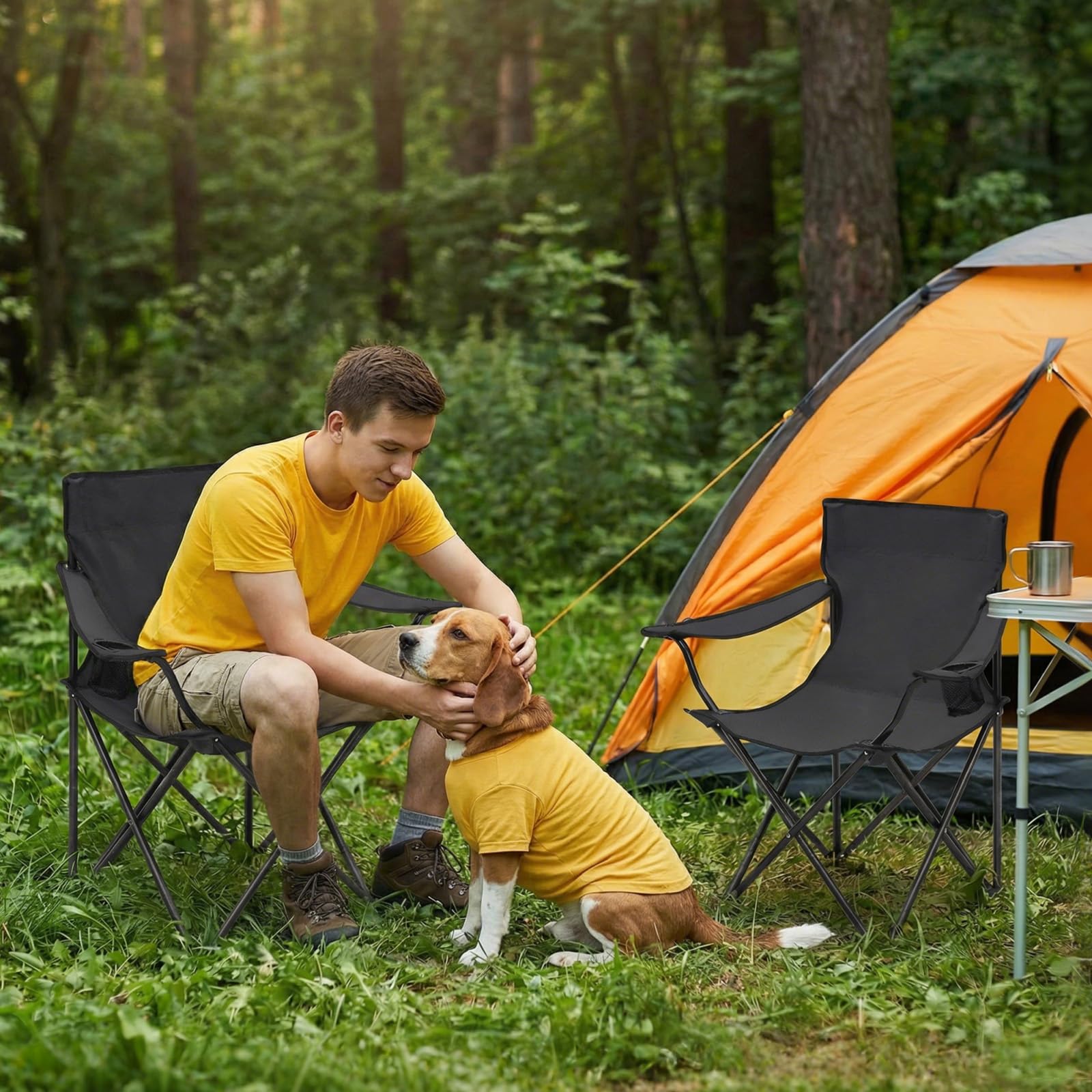 Sunula 4er Set Klappstuhl Outdoor mit Getränkehalter & Tragetasche, Leichtgewicht Anglersessel Klappbar, Robuster Campingstuhl Gartenstuhl Relaxsessel, Ideal für Angeln Camping Picknick Dunkelgrau Sonstiges