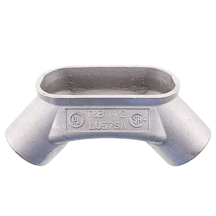 Thomas & Betts LU57SA Aluminum Rigid Conduit Body Universal Elbow, Type LU, Form-8, 1-1/2-Inch