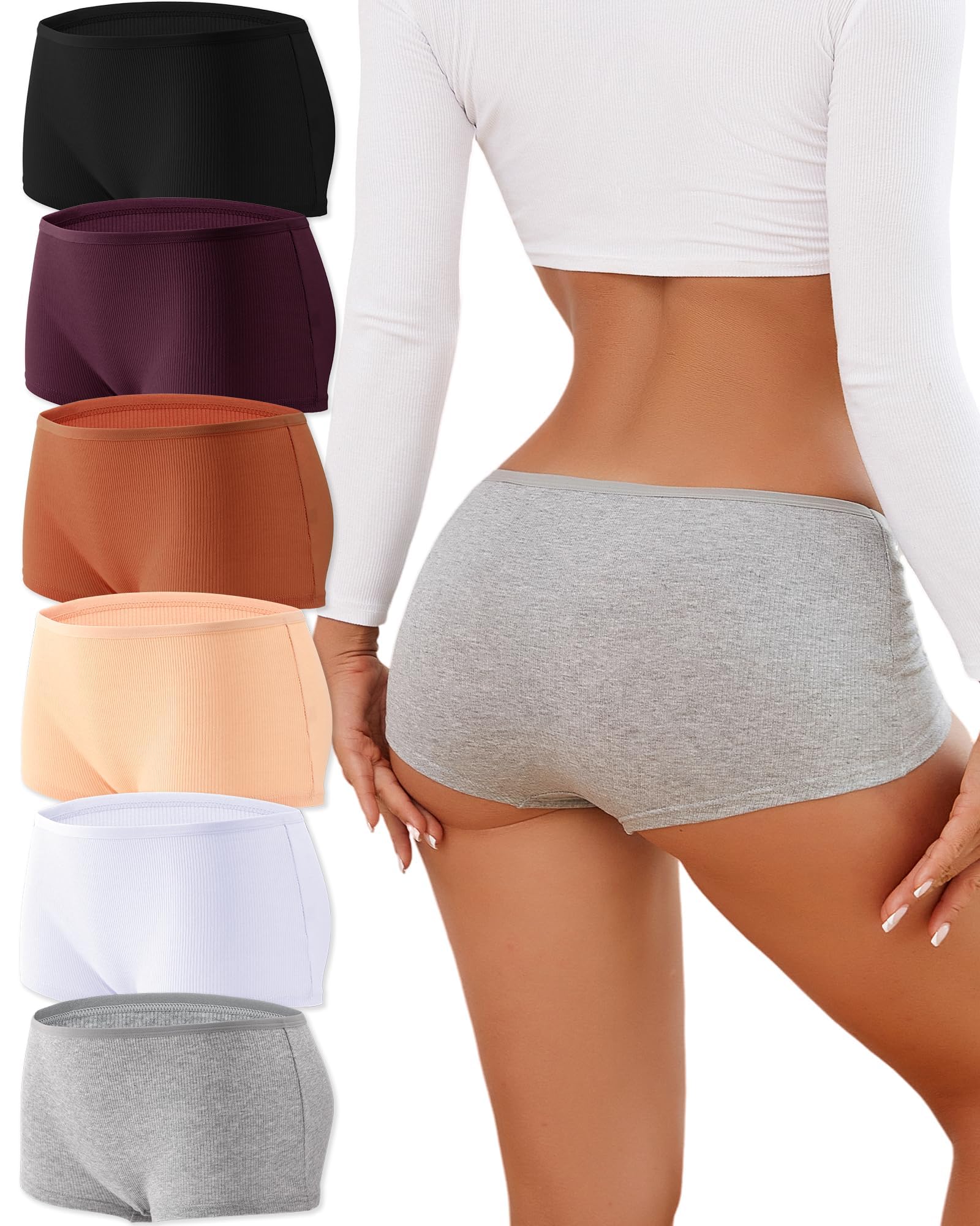 READY TO LOVE Boxershorts Unterhosen Damen Baumwolle Unterwäsche Frauen Dehnbar Hipster Pantys Atmungsaktive Boyshorts Panties Bequem Mehrpack 6