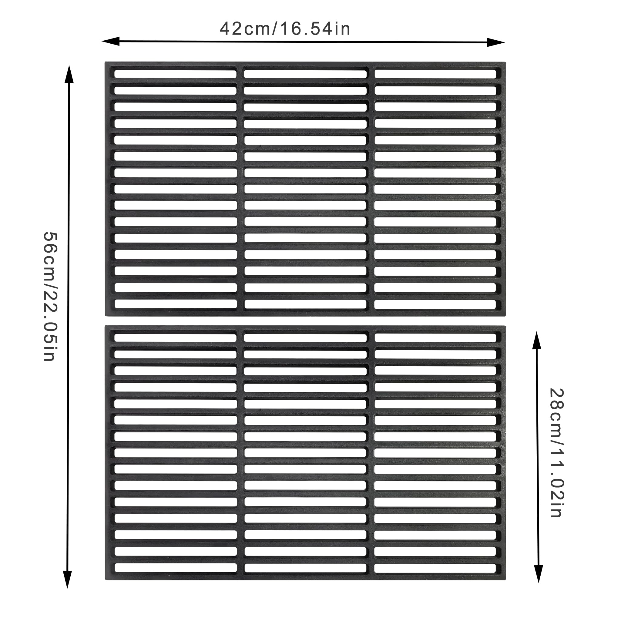YRHome Set di 2 griglie di ricambio in ghisa smaltata, per barbecue, a carbonella, a gas, 42 x 28 cm