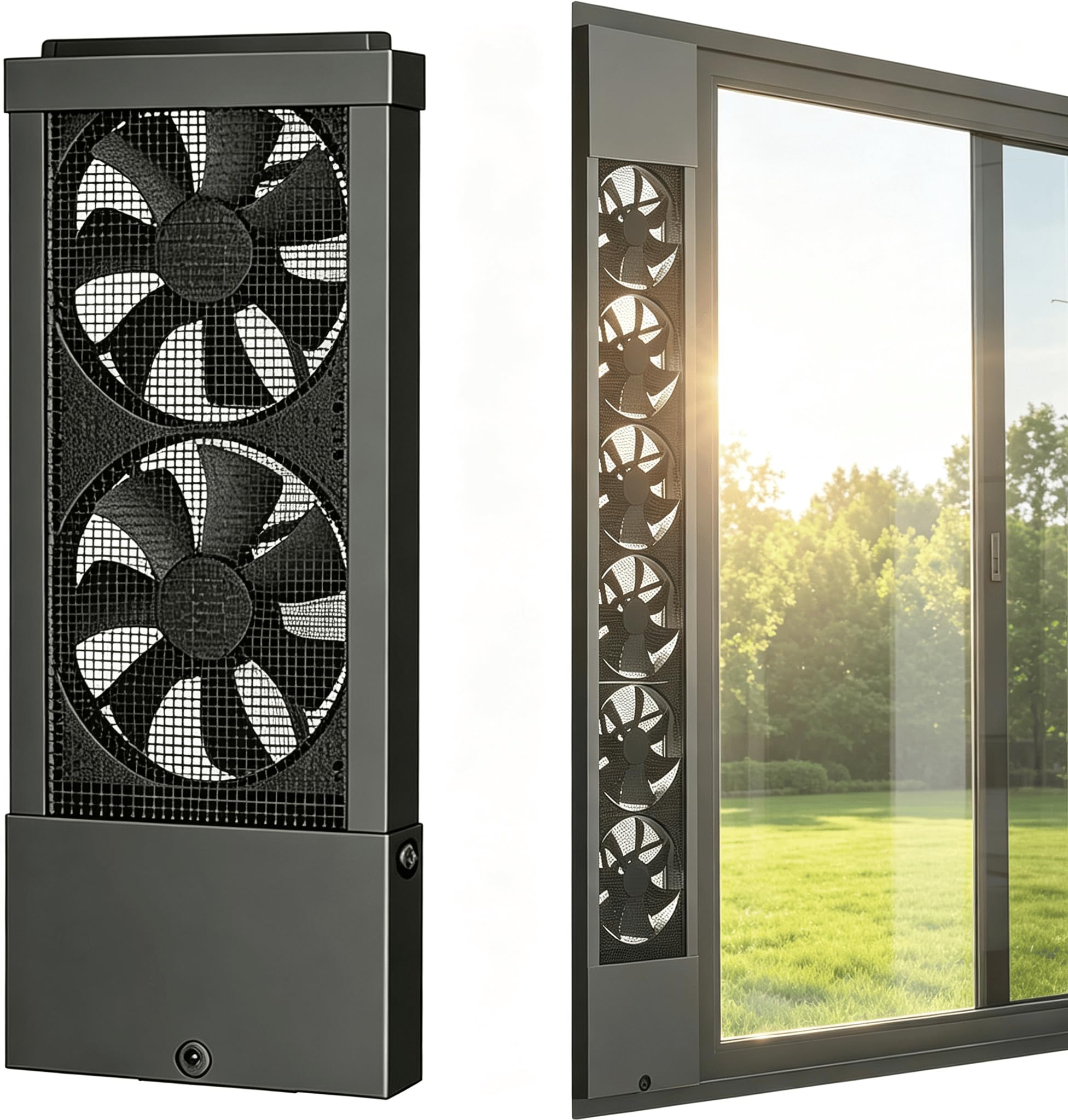 Ventiladores de Ventana para corredizas, Extractor de Ventana retráctil | Ventilador ultrasilencioso con malla extraíble para ventanas correderas, cocina y baño