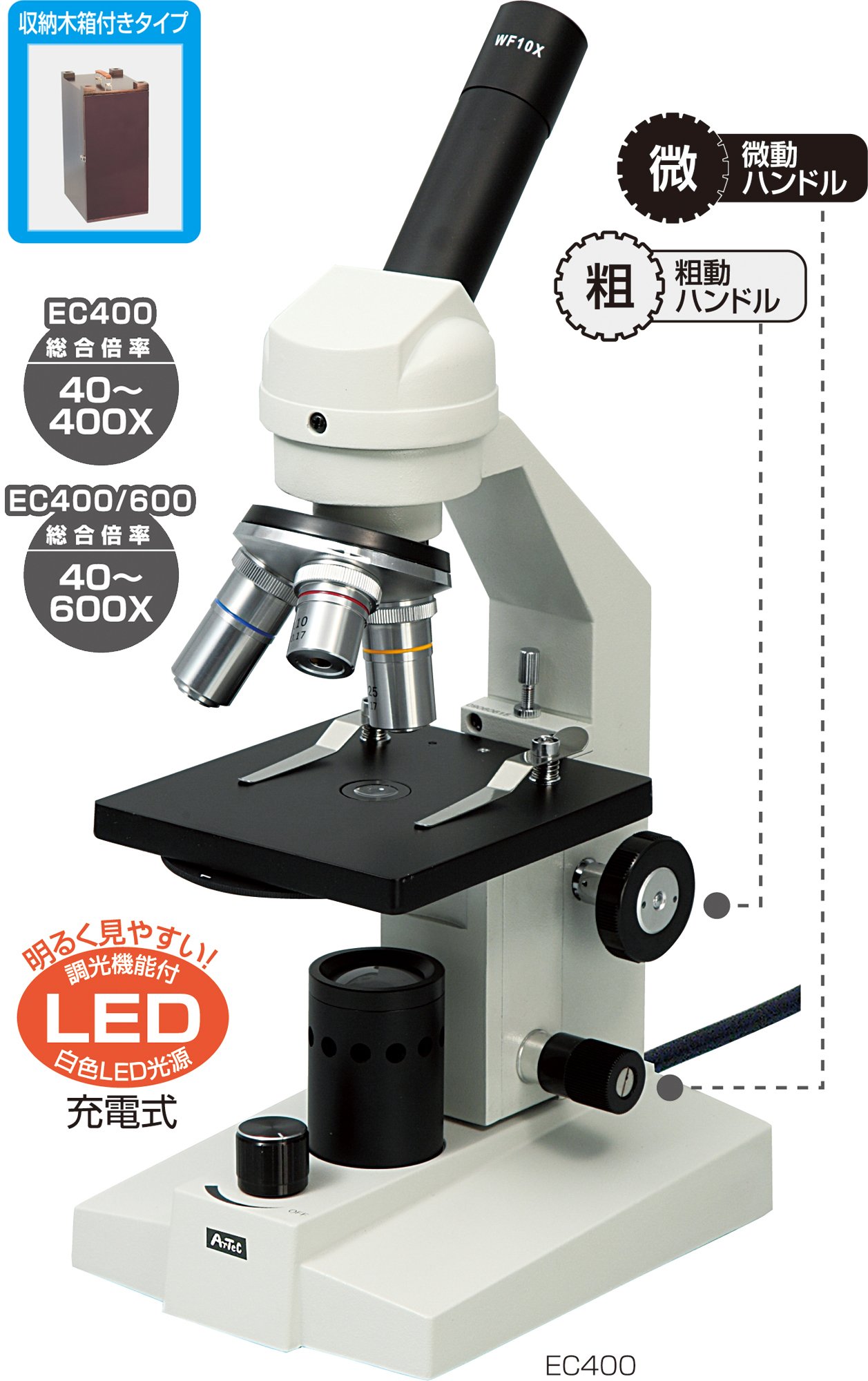 Amazon.co.jp: アーテック 生物顕微鏡 EC400/600 9972 木箱付大 Amazon.co.jp: アーテック 生物顕微鏡 EC400/600 9972 木箱付大