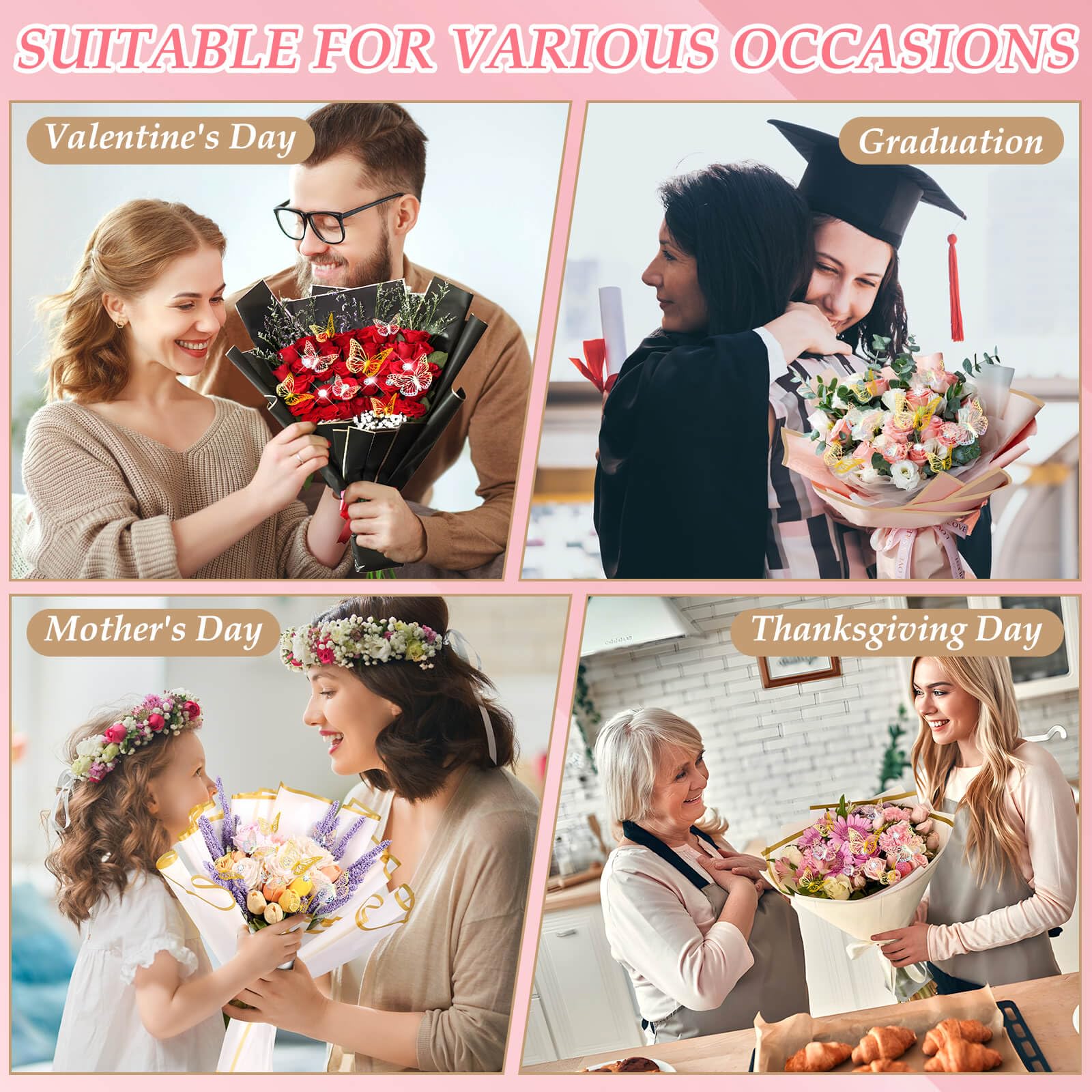 Tidponra Geschenkpapier-Set für Blumenstrauß (mehrfarbig)