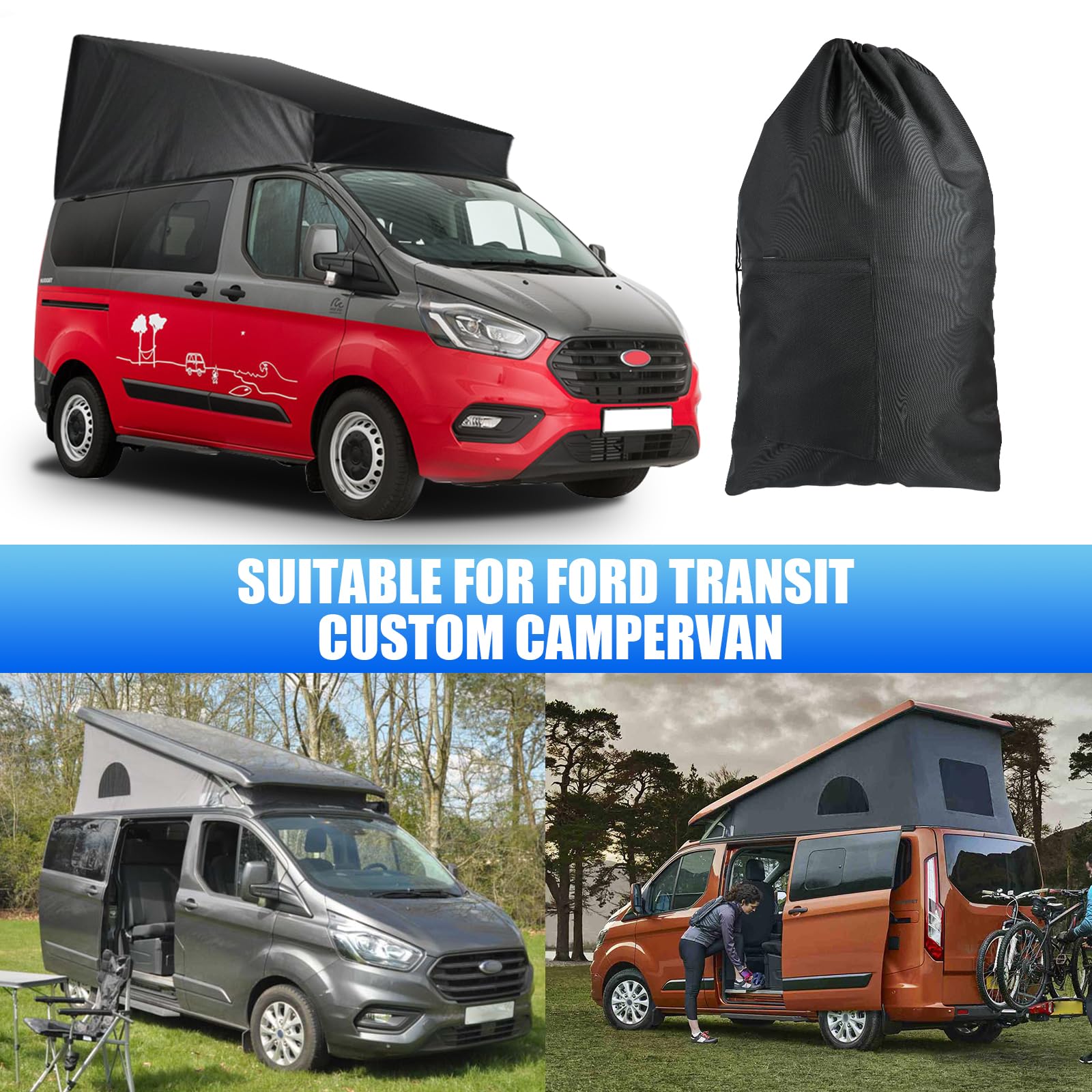 Pop-Top Dachschutz Ersatz für Ford Transit Custom, Wetterschutz Camper Dachzelt für Aufstelldach Schlafdach Outdoor Camping, Nicht Geeignet für Nachgerüsteten Dächer