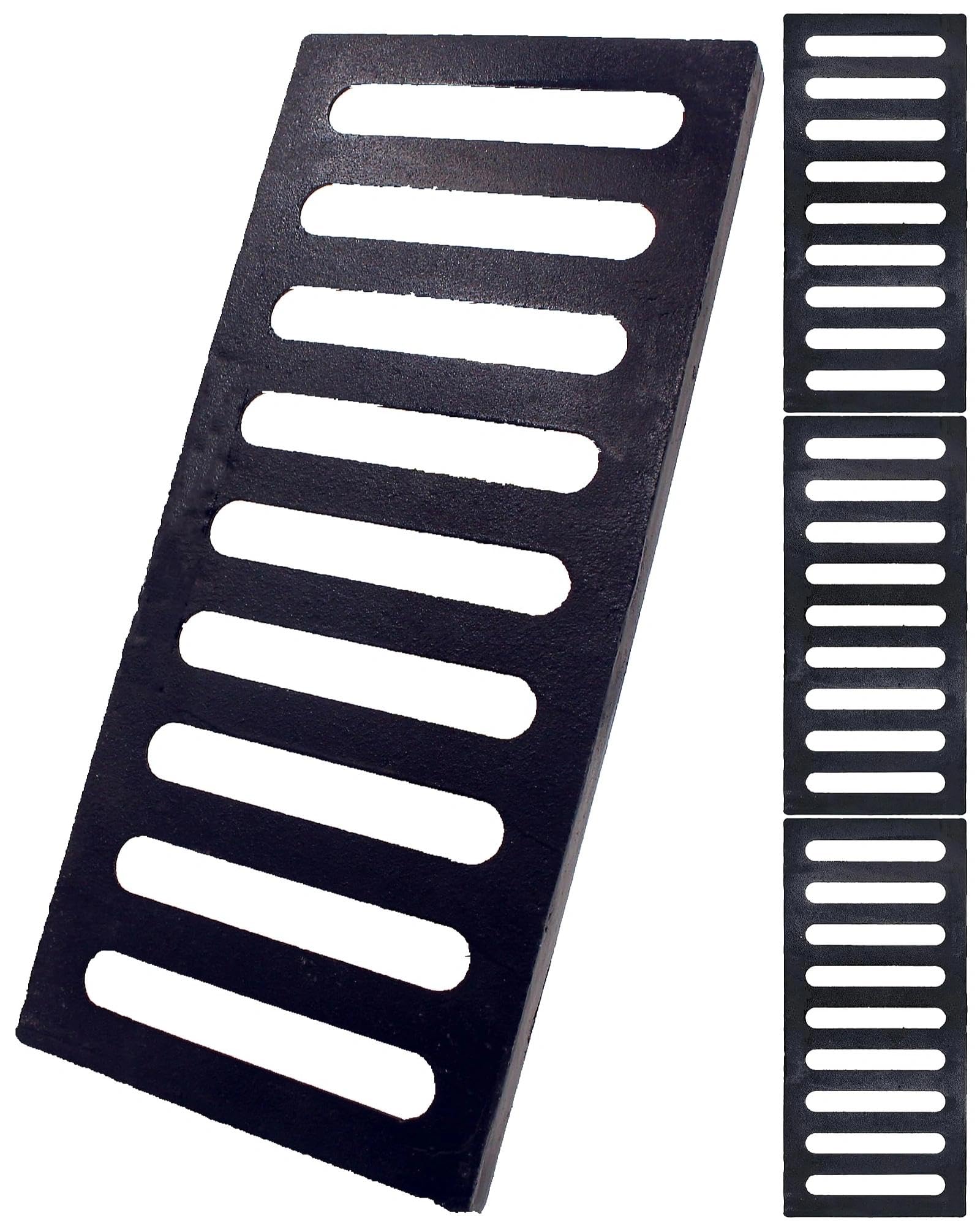 Cast Iron Drain Grate 17x8 in, B-Class 28100 lbs Heavy-Duty Driveway Channel Cover, Outdoor Trench Drainage Grate, Black Rectangle Metal Sewer Cover for Garage 4pcs (True 17.3x8)