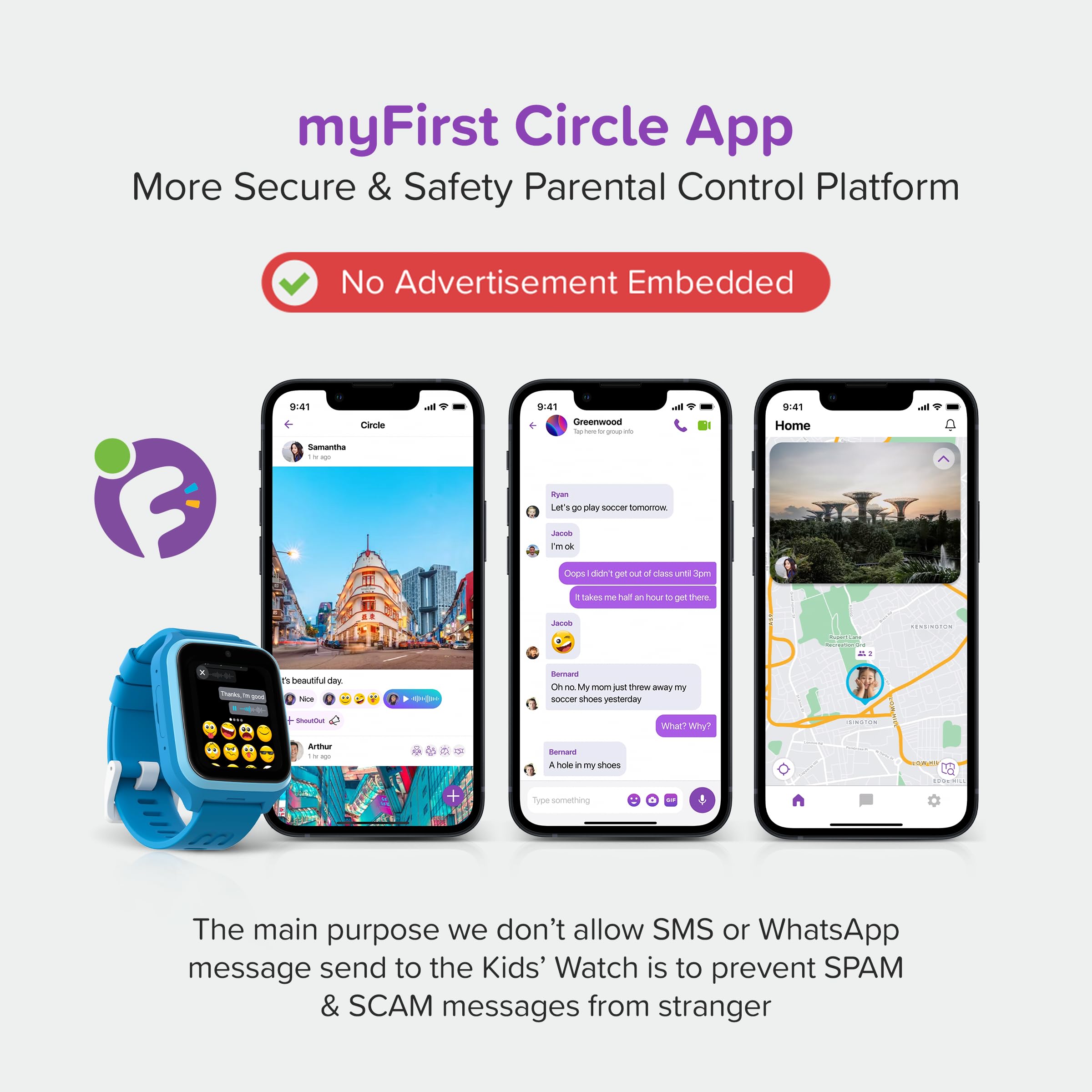 myFirst Montre intelligente 4G pour enfants Fone M1 pour l'UE Asie uniquement, technologie Nano SIM 2 MP, appareil photo, appel, messagerie vocale, traqueur GPS pour enfants de 5 à 12 ans, garçons et
