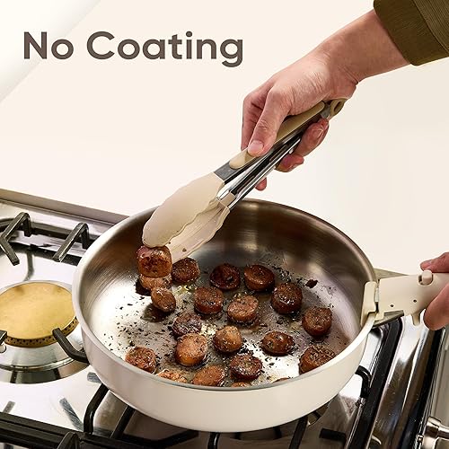 Miniatura 4 de CAROTE Juego de 14 ollas y sartenes, juego de utensilios de cocina de acero inoxidable, mango desmontable, juegos de utensilios de cocina de