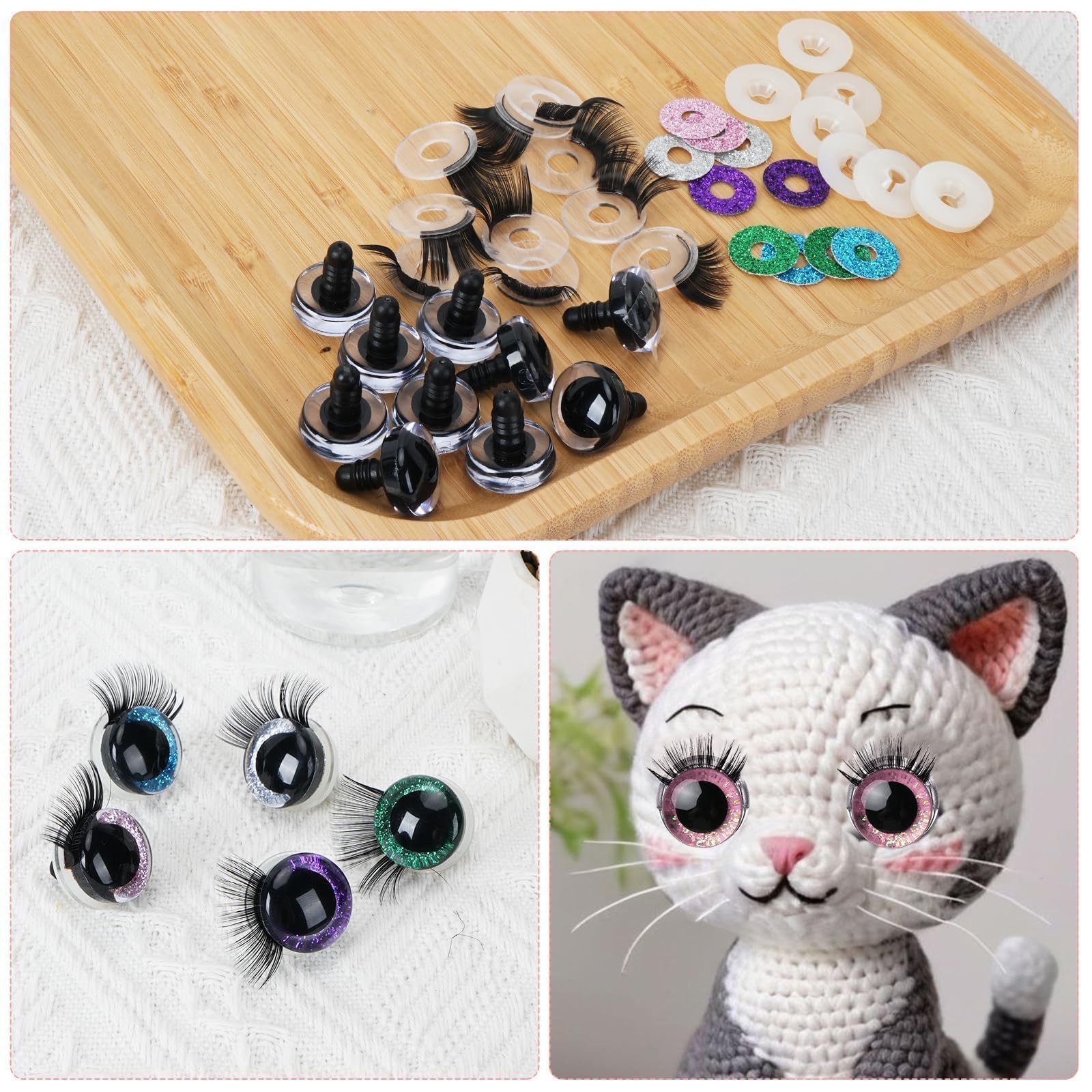 Zythrem 20 Yeux De Sécurité Amigurumi 20 Mm & 14 Mm Avec Cils – Lot De 10 Paires Colorées Et Scintillantes Pour Peluches Et Crochet
