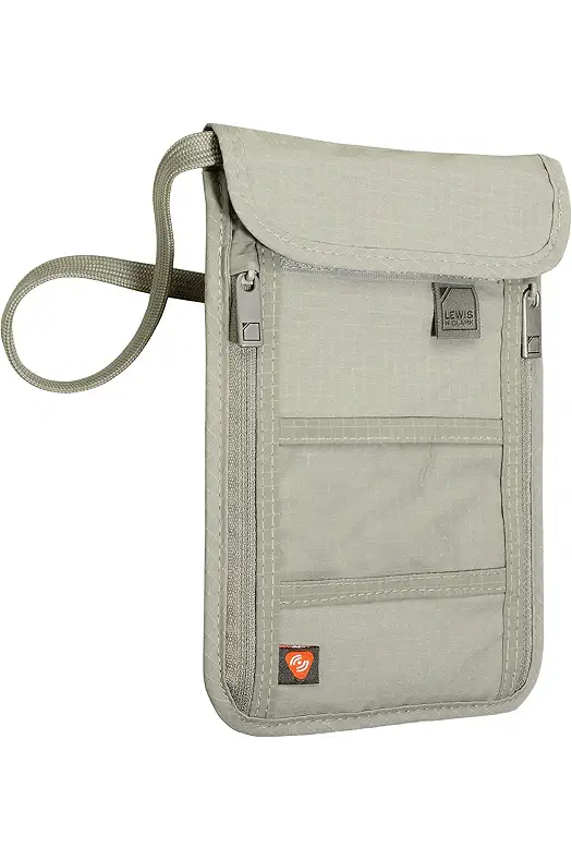 Lewis N. Clark RFID Blocking Stash Neck Wallet & Travel Pouch, Taupe, One Size