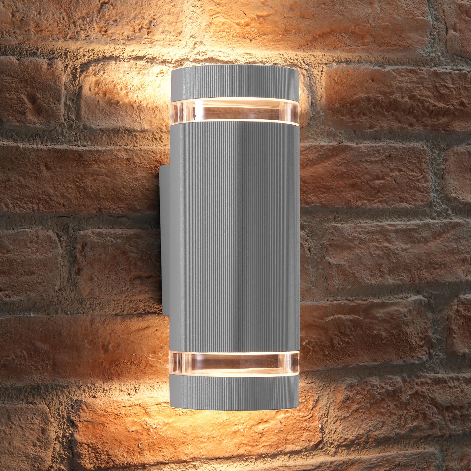 Auraglow Indoor/Outdoor Double Up & Down Wall Light (Warm White, Silver)