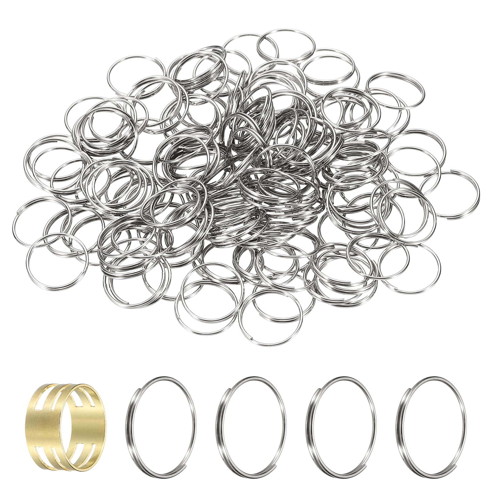 sourcing map 150pcs Mini Split Rings, 13mm 304 Stainless Steel Jump Ring Small Round Ring Clips Crystals Suncatcher for Fastening Chandelier Crystal Lamp Accessories, Silver