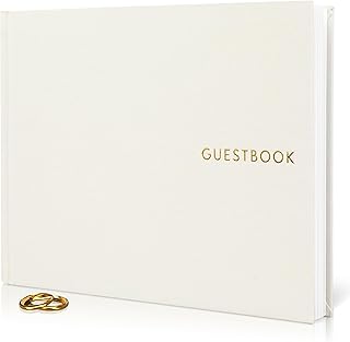 ZICOTO Beautiful Linen Wedding Guest Book for Your Wedding Reception - S...