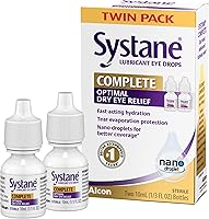 Systane Complete Lubricant Eye Drops Twin Pack 0.34 Fl Oz - Nano-Droplet Tech for Fast Dry Eye Relief & Protection