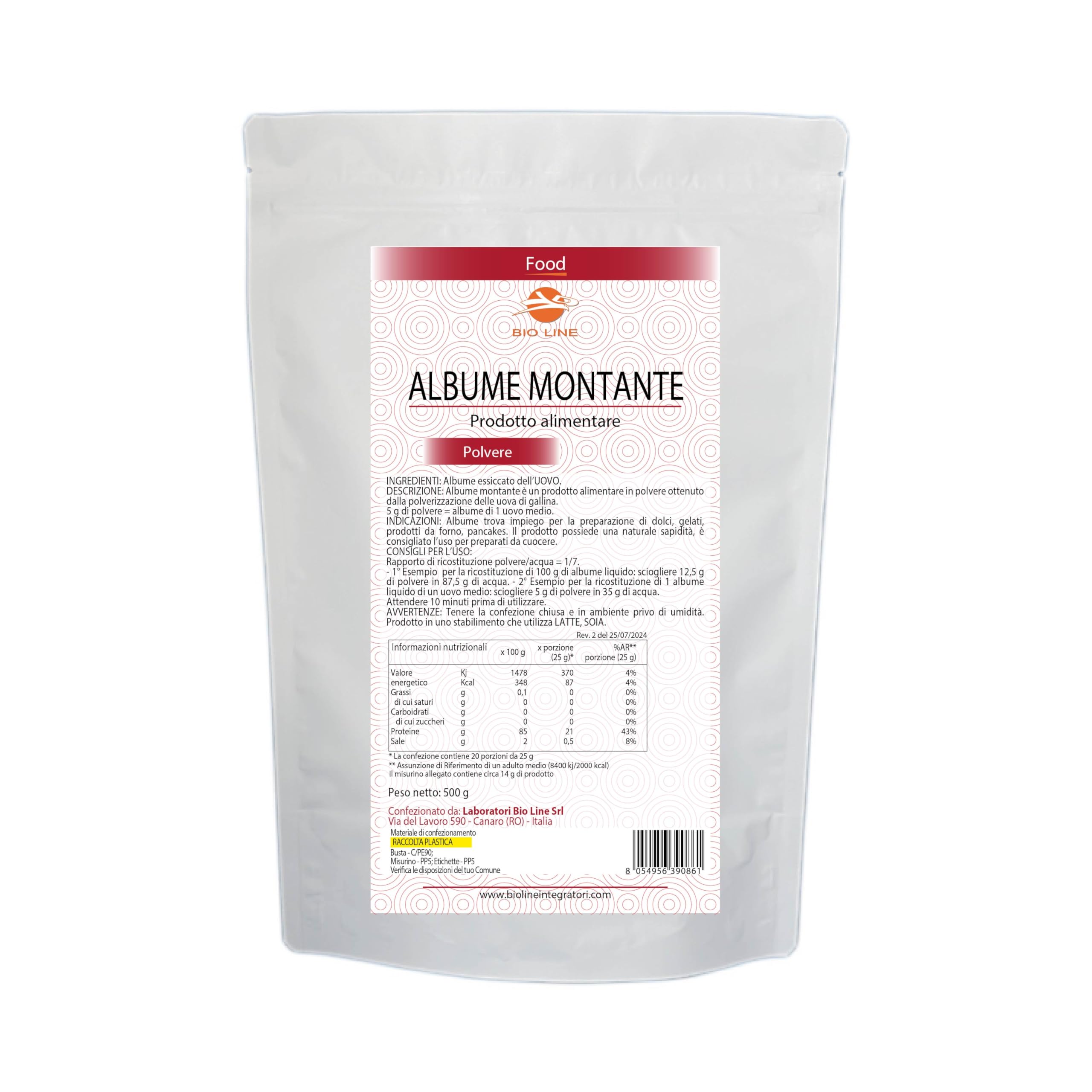 Albume D'uovo Montante in Polvere (Neutro, 500 G) Ottenuto da Uova Fresche di Gallina, Indicato per Preparazione di Dolci e Alimenti da Forno - Prodotti Alimentari Made in Italy