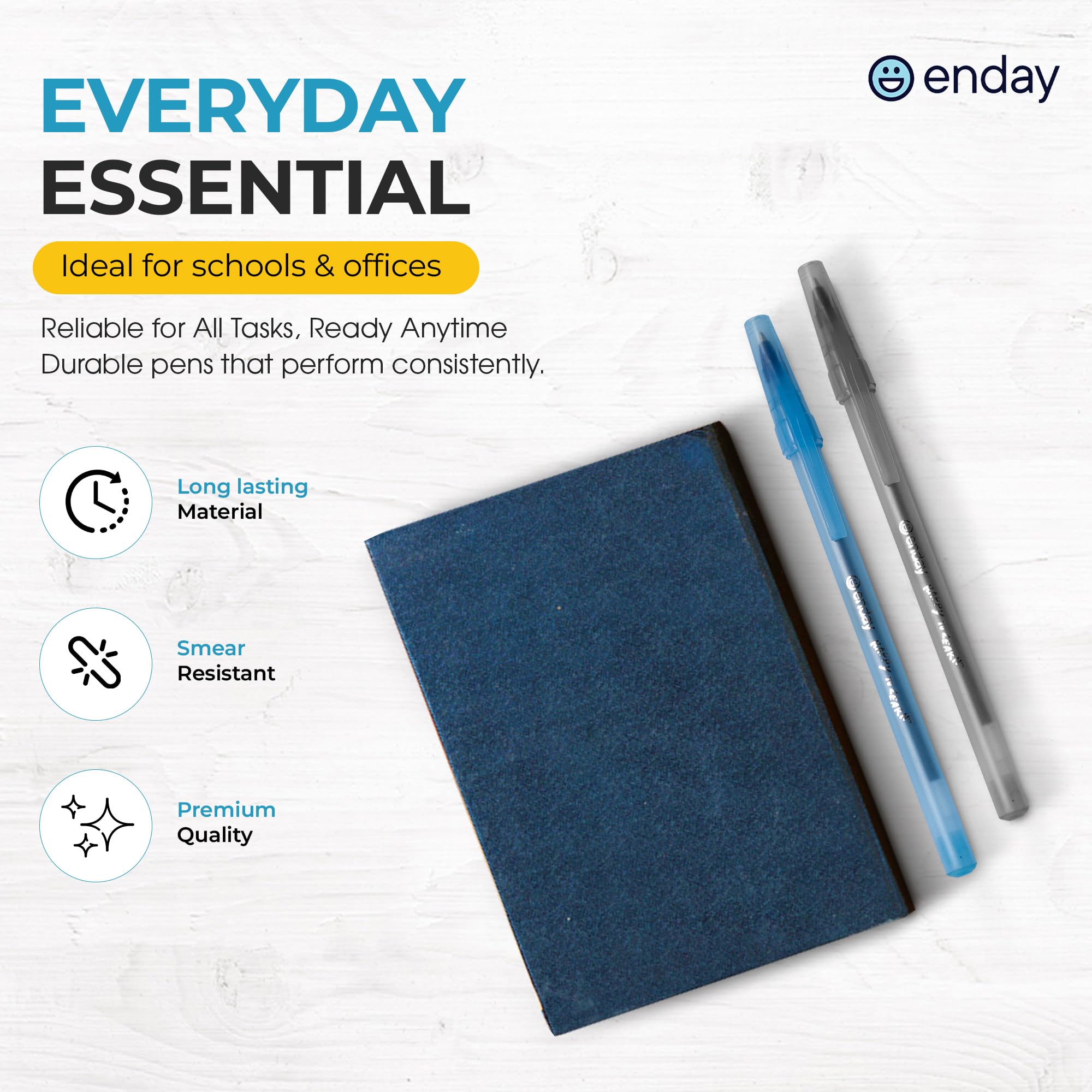 Enday Pens Ballpoint 60 Pack 30 Blue 30 Black Pens Ink Pens Bulk Medium Point 1 0mm Smooth — view 6