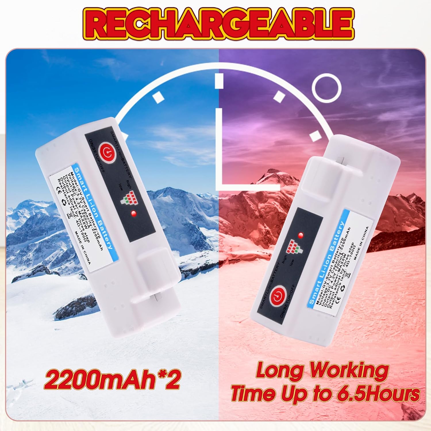 Autocastle Rechargeable Heated Socks for Men Women Electric Battery Socks Winter Warm Thermal Socks Washable Thick Cotton Novelty Heat Socks Cycling Skiing Hunting Foot Warmers - Image 3