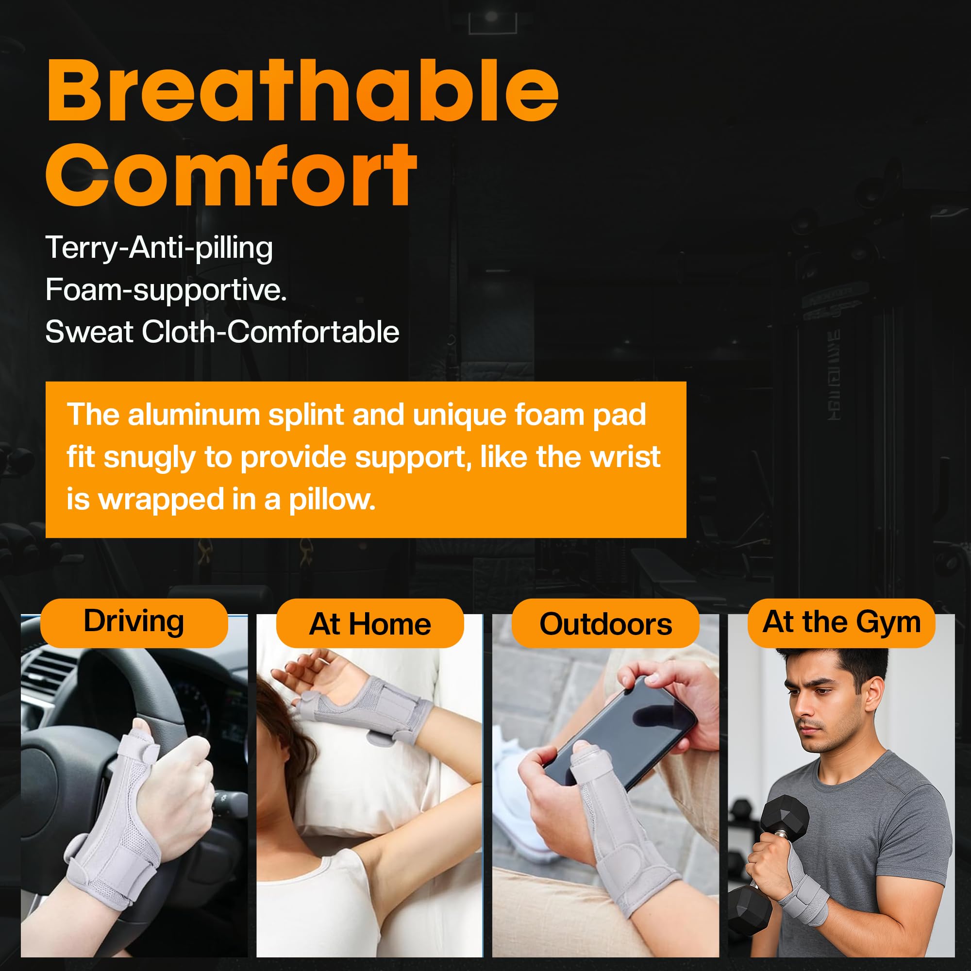 EcommerceHub Thumb Spica Splint Brace, Hand Support, Thump Stabiliser for Pain, Sprains, Strains, Tendonitis, Soft Tissue Injuries, Carpal Tunnel & Trigger Thumb Immobilizer, FIT IN BOTH HAND, 1PC 2