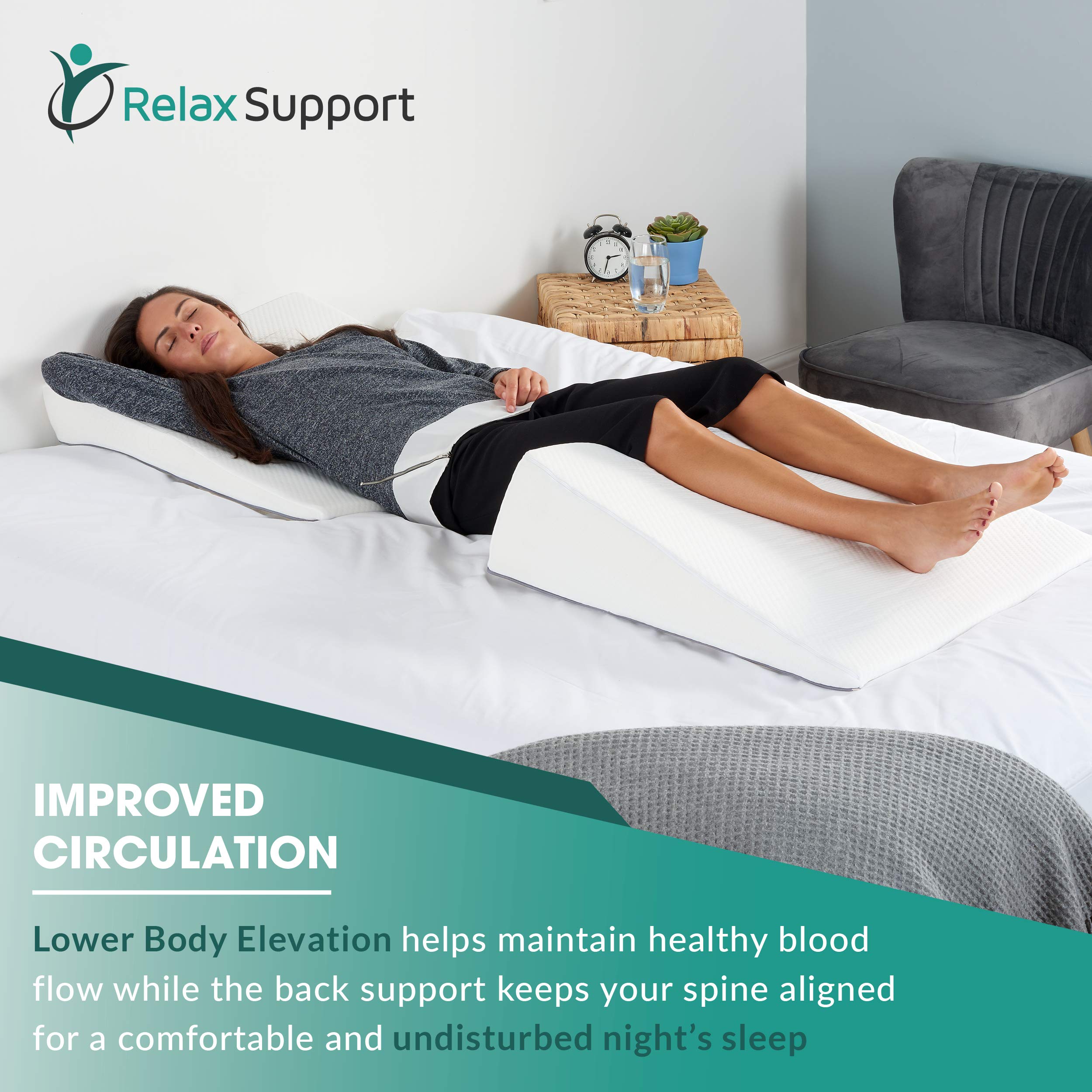 Bed Wedge Pillow RS10 by Relax Support Incline/Triangle Pillow for Pain Relief Only Wedge