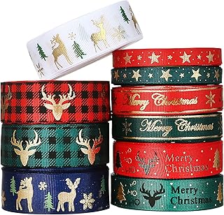 LIHAO クリスマス リボン ラッピング 10巻き クリスマスツリー 飾り オーナメント デコレーション 飾り付け プレゼント ラッピング 包装 りぼん オシャレ