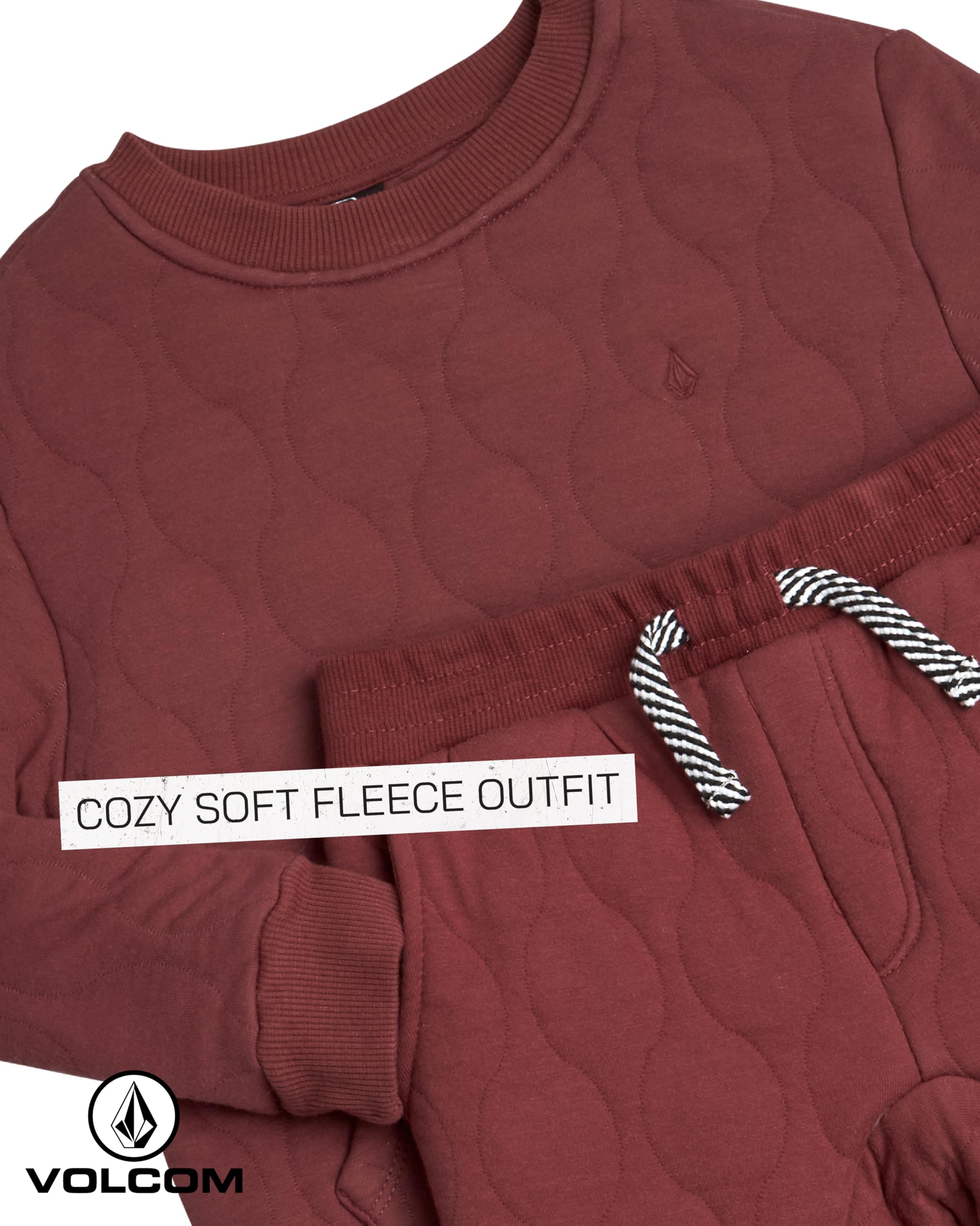 Volcom Ensemble de survêtement 2 pièces en polaire douce à col ras-du-cou et pantalons de jogging - Tenues confortables pour garçons de 12 à 7 ans