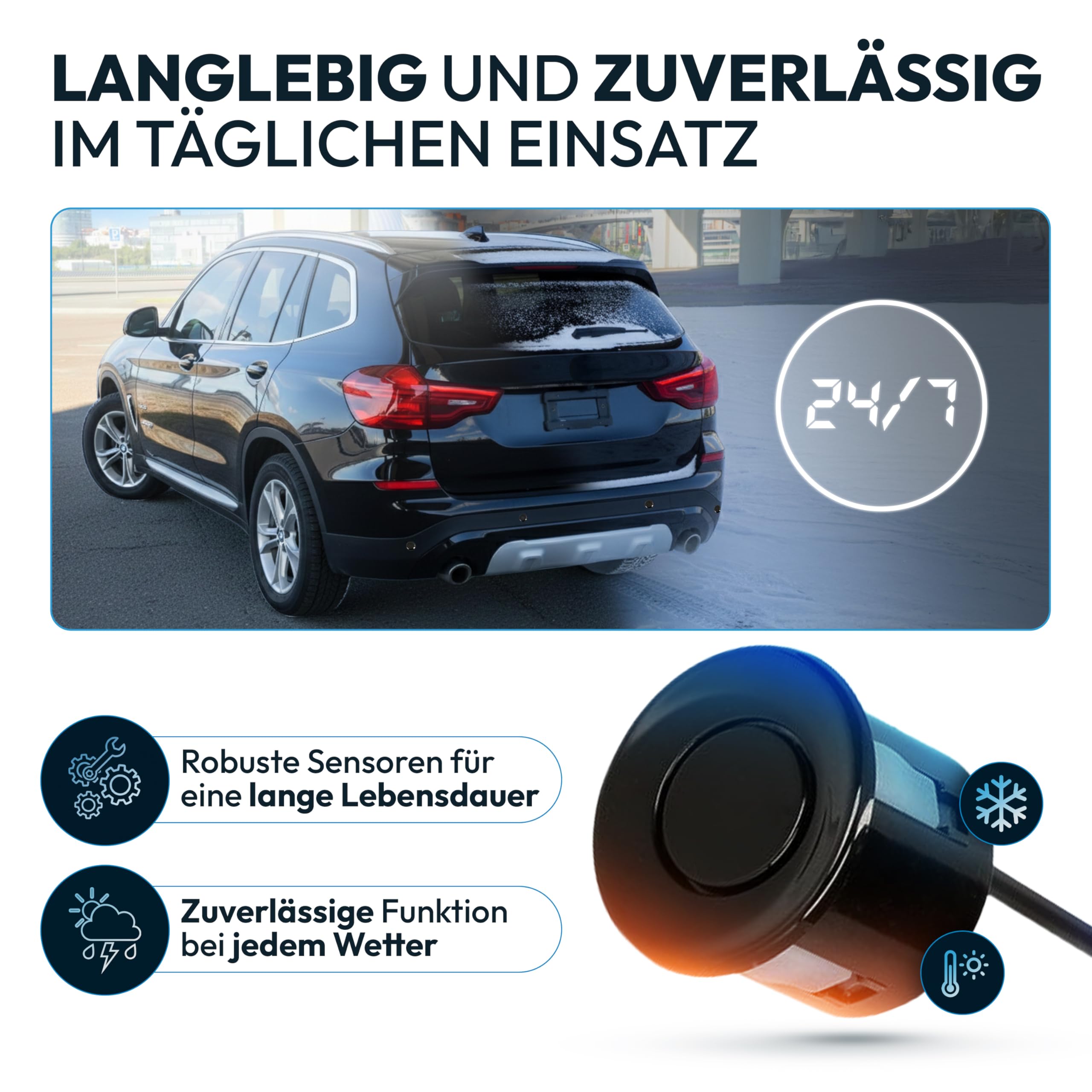 VSG24 Premium Kombi-Einparkhilfe ECHO PLUS Display Parkhilfe zum nachrüsten Rückfahrkamera