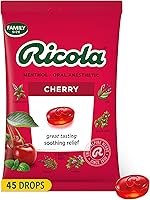 Ricola Cherry Throat Drops 45ct - Natural Swiss Herbs Cough Drops for Sore Throat Relief & Daily Refreshment