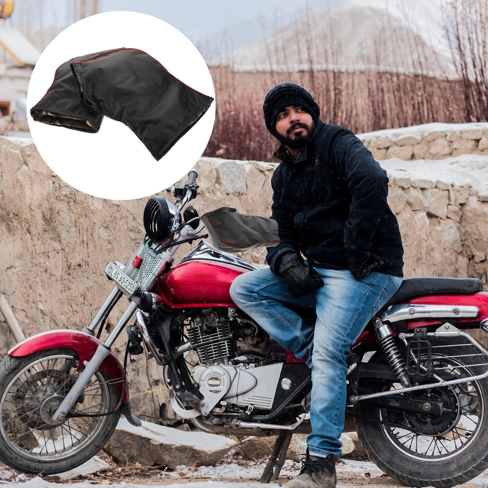 Alipis Guanti da Moto Invernali Riflettenti per Freddo Scaldamani da Manubrio per Motoslitta e Quad Accessori Protettivi per Guida Sicura Invernale Outdoor