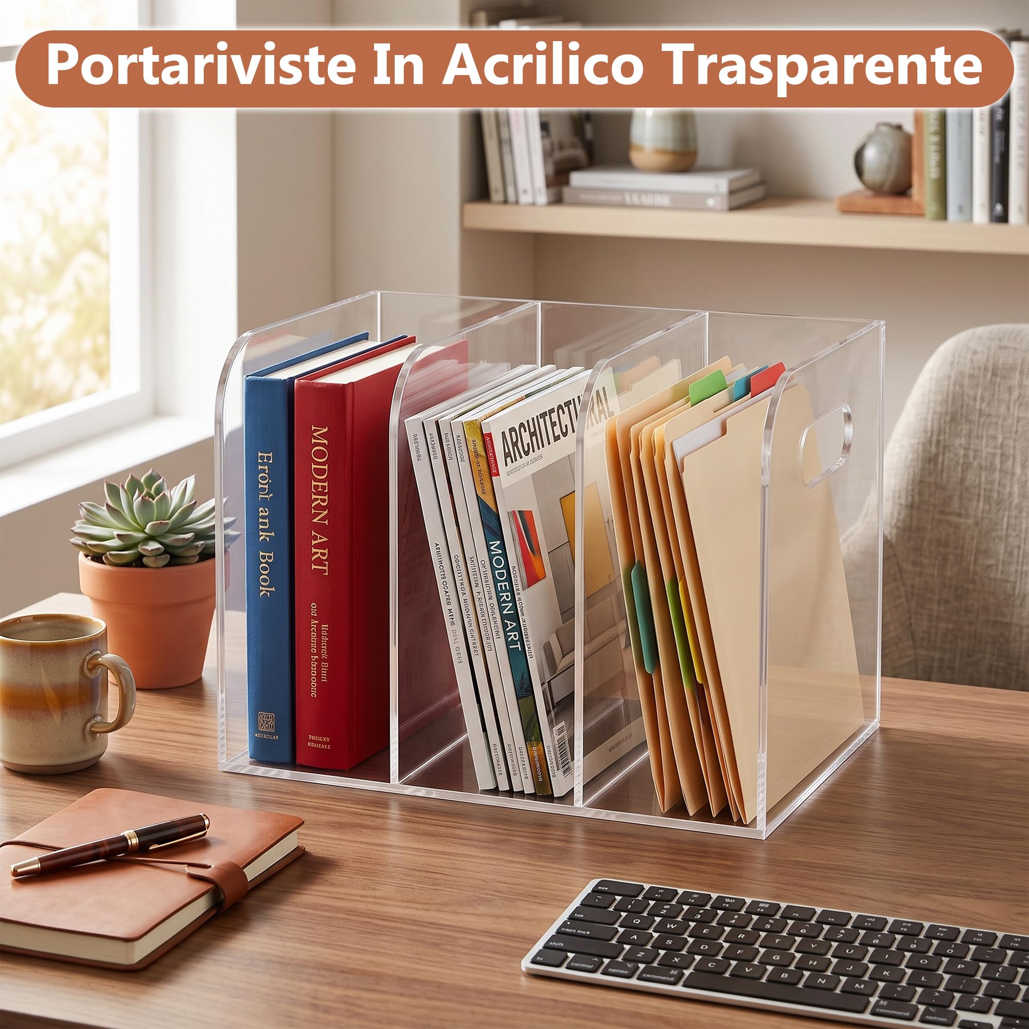 Portadocumenti in Acrilico, Trasparente Organizer Documenti da Scrivania