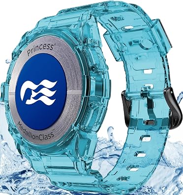Designed for Princess Cruise Medallion Holder, Crystal Clear Ocean Princess Medallion Waterproof Watch Band Bracelet for Kid Women Men
