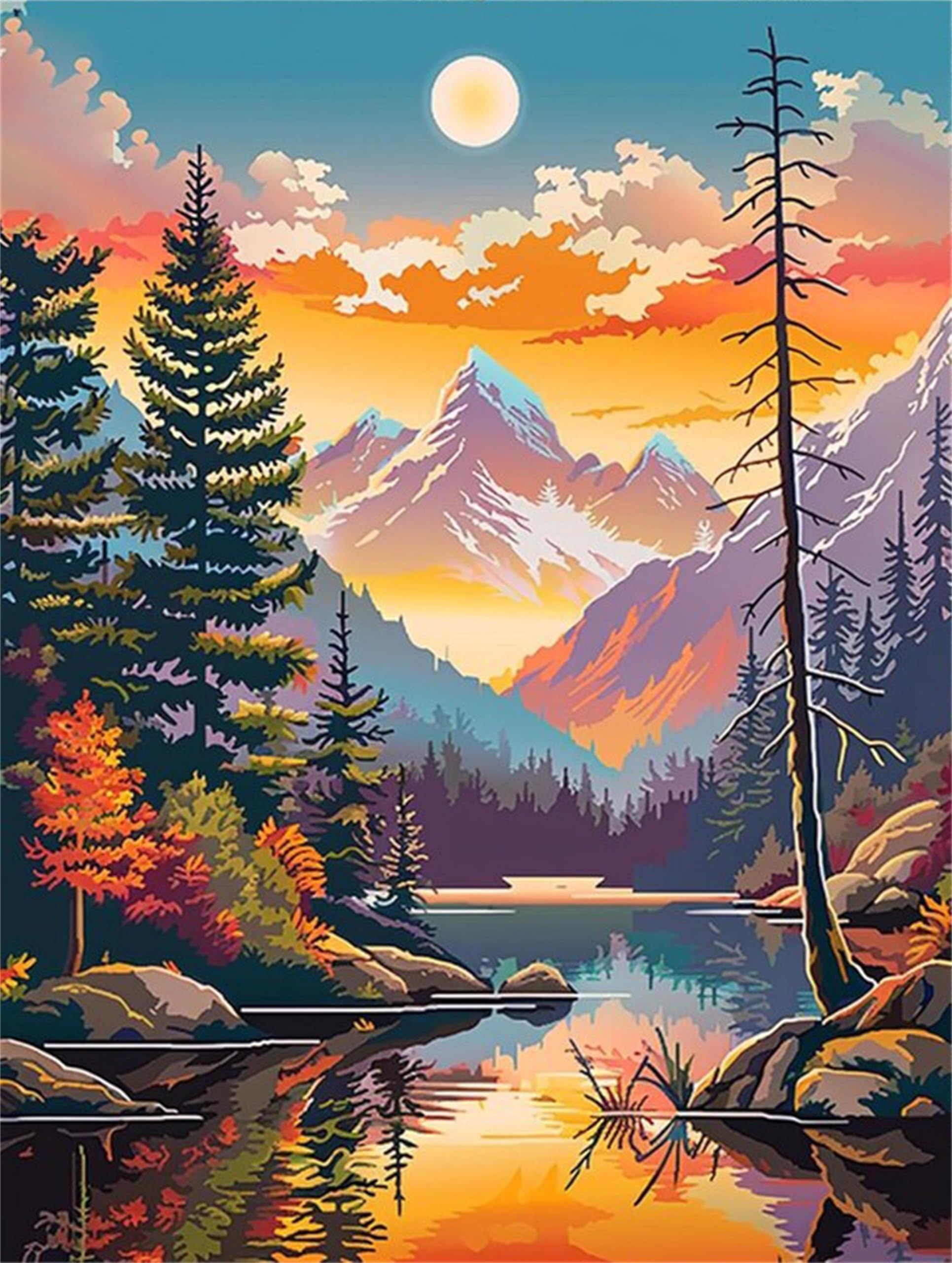 NZNANCHU 5D Diamond Painting Kit for Adults,Diamond Art Kits for Beginner,Gem Art,Crystal Art Kits Full Round Drill for Home Wall Decor Gifts for Women, Men (Forest Sunrise)