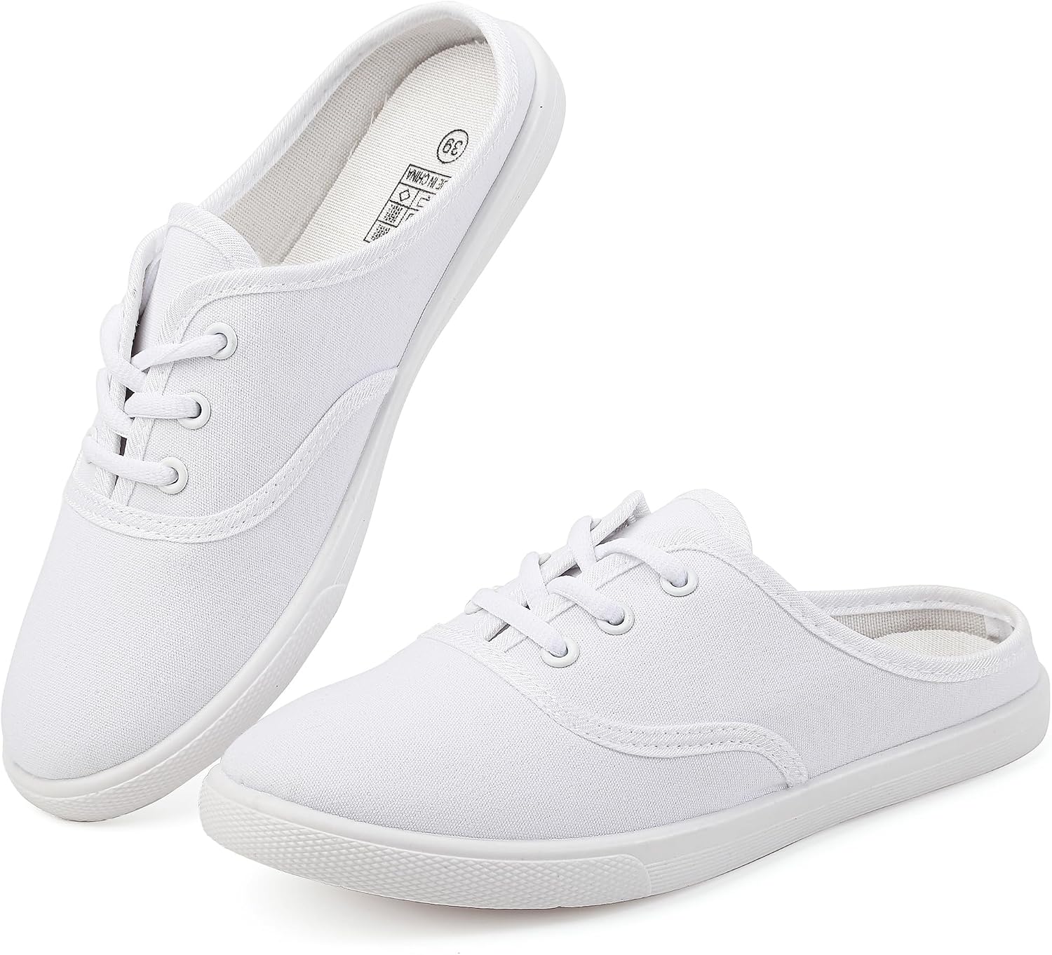 Women Canvas Mules Fashion Slip on Sneakers Walking Loafers Backless Shoes
