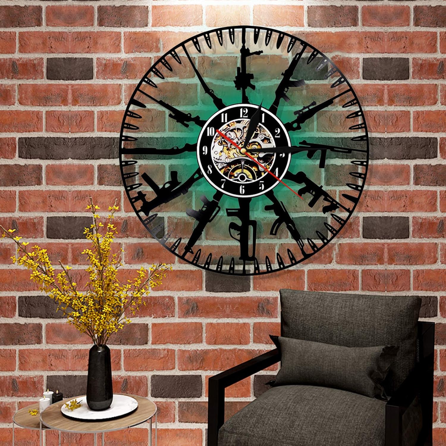 Veloqua Bullet Time Vinyl Record Clock Army Gun Wall