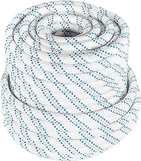 HOSTIC High Strength Braid Rope Pulling Rope Polyester Rope Multipurpose Bull Rigging 5/8 Inch x 150 Feet White Grey Blue