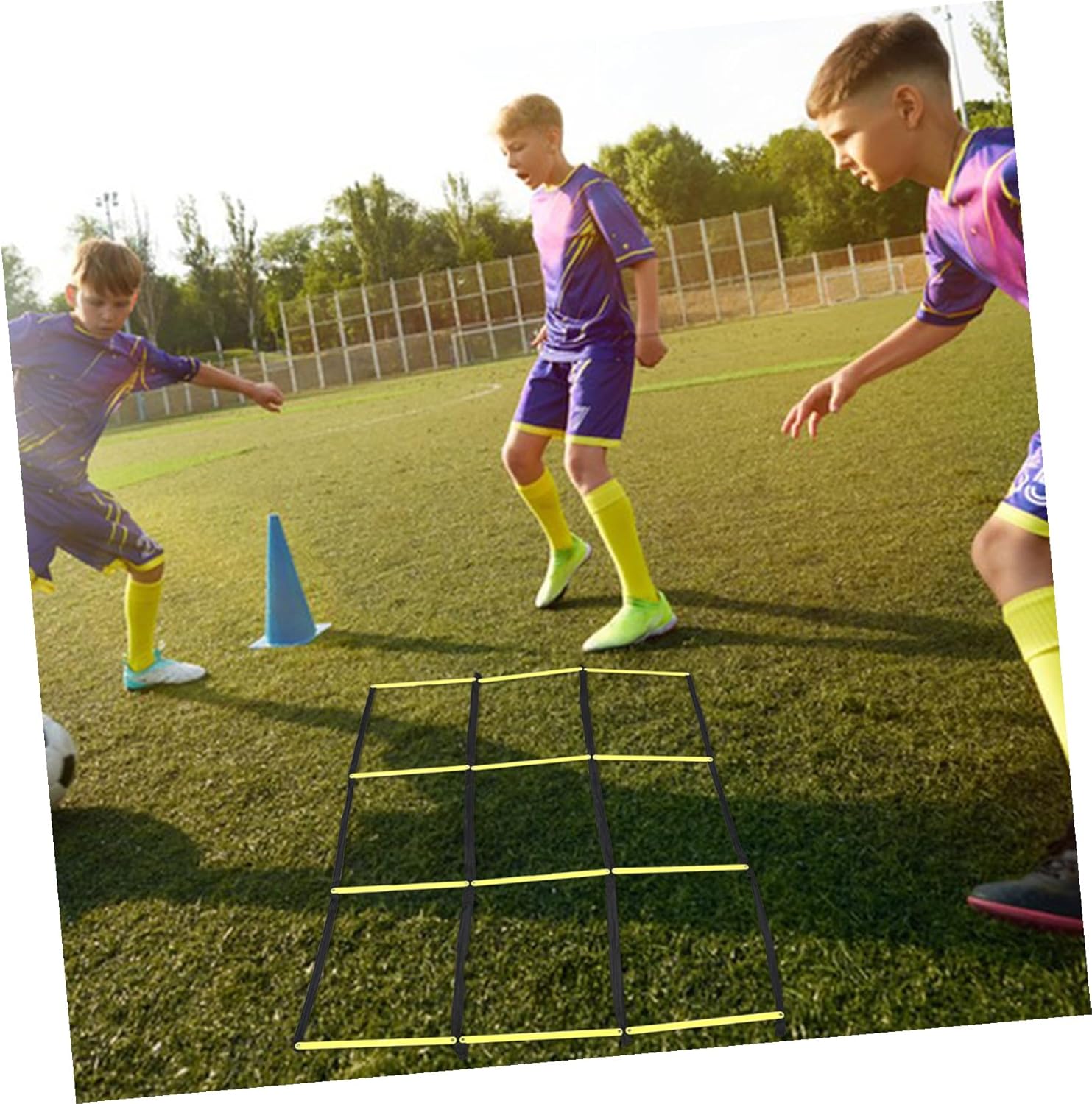 Zerodeko Foldable Agility Ladder for Soccer Football Training Weather-Resistant Construction Portable Speed Footwork Exercise Tool for Athletes and Sports Coordination