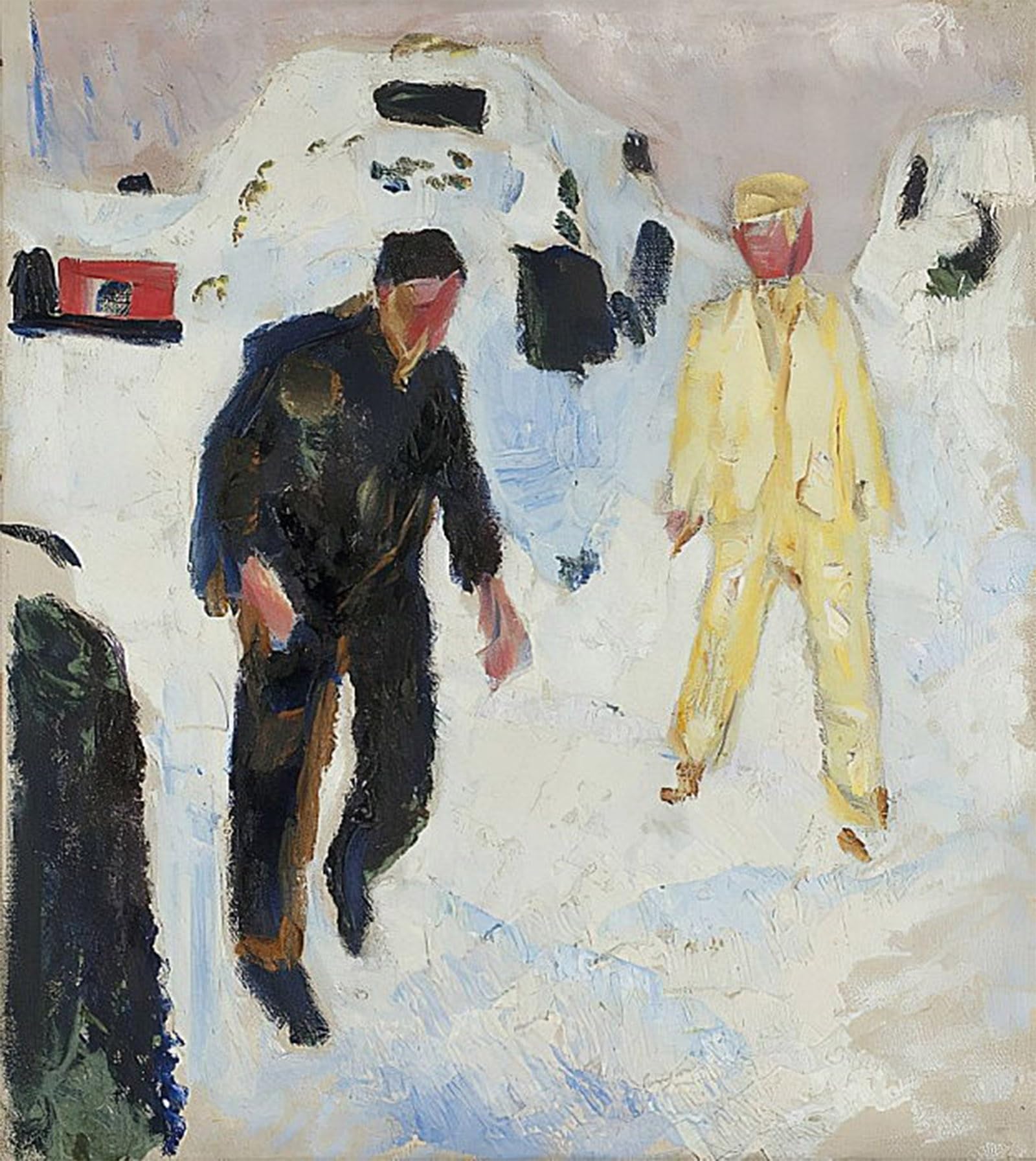 POSTERIIk Vintage Print Pop Art Landscape Artwork a Black and a Yellow Man in the Snow by Edvard Munch Art Prints for Office Home Decor 60x90cm