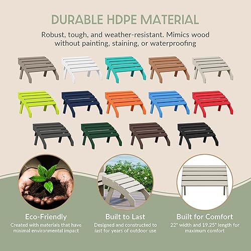 Vista 211 de WestinTrends Otomana para exteriores, reposapiés otomano Adirondack para patio, taburete de madera de polietileno para todo tipo de clima