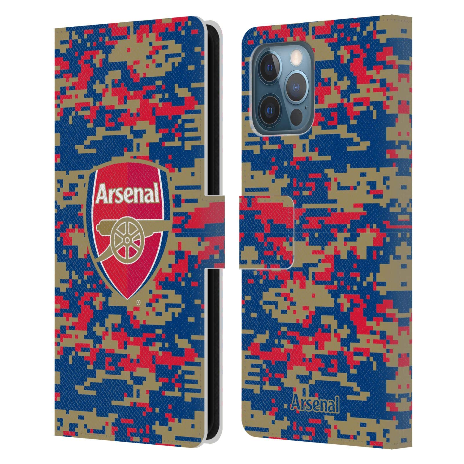 Head Case Designs Officially Licensed Arsenal FC Digital Camouflage Crest Patterns Leather Wallet Case Compatible With Apple iPhone 12 Pro Max โ image 1