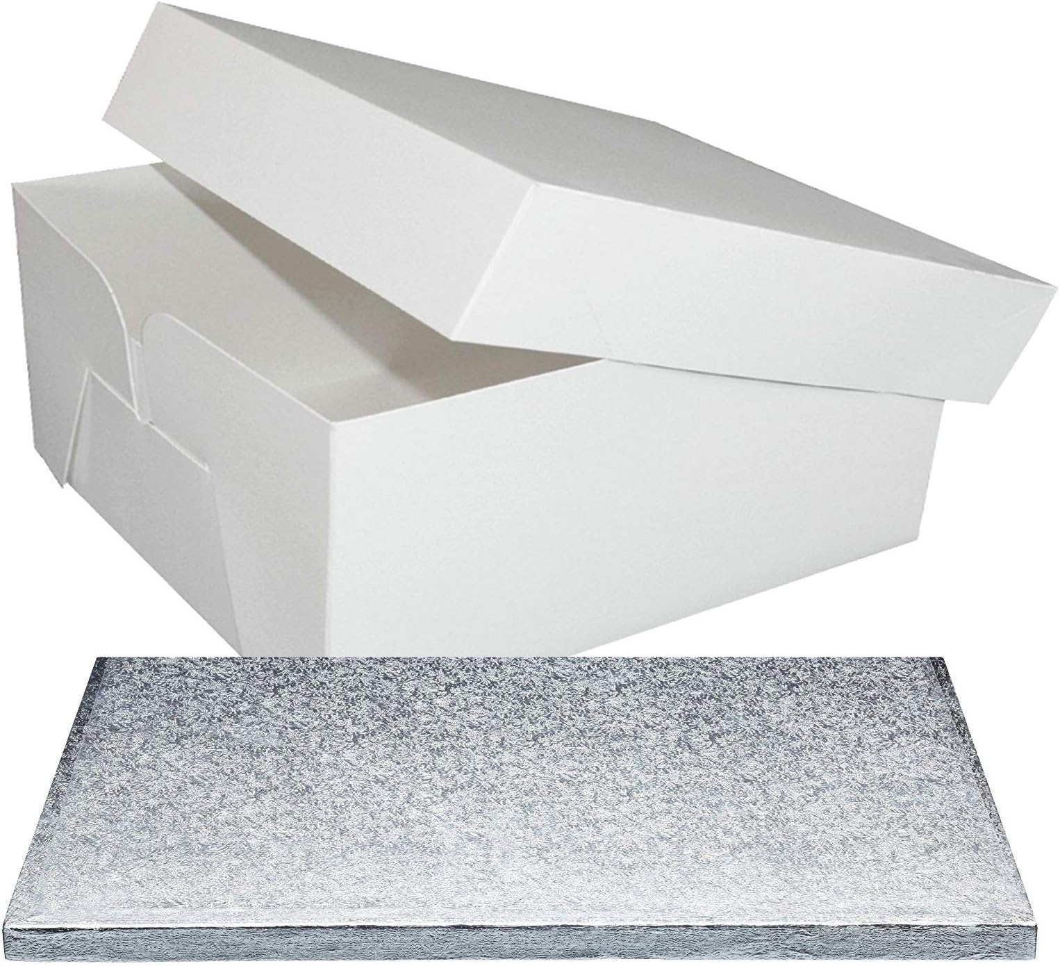 Bakers Emporium 18" x 14" Silver Oblong Cake Board and Cake Box Combo