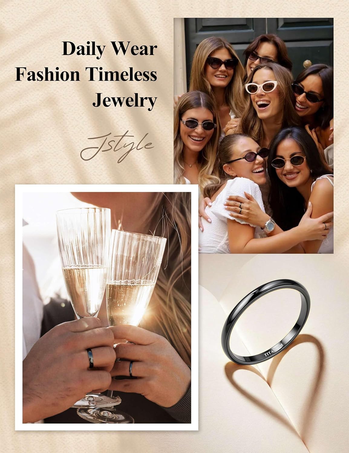 Jstyle 2mm 4mm 6mm Titanium Wedding Band Rings for Men Women Silver/Gold/Black Plated Domed High Polish Stackable Rings Engagement Statement Promise Wedding Band Ring Comfort Fit 6-13 Not Tarnished - Image 7