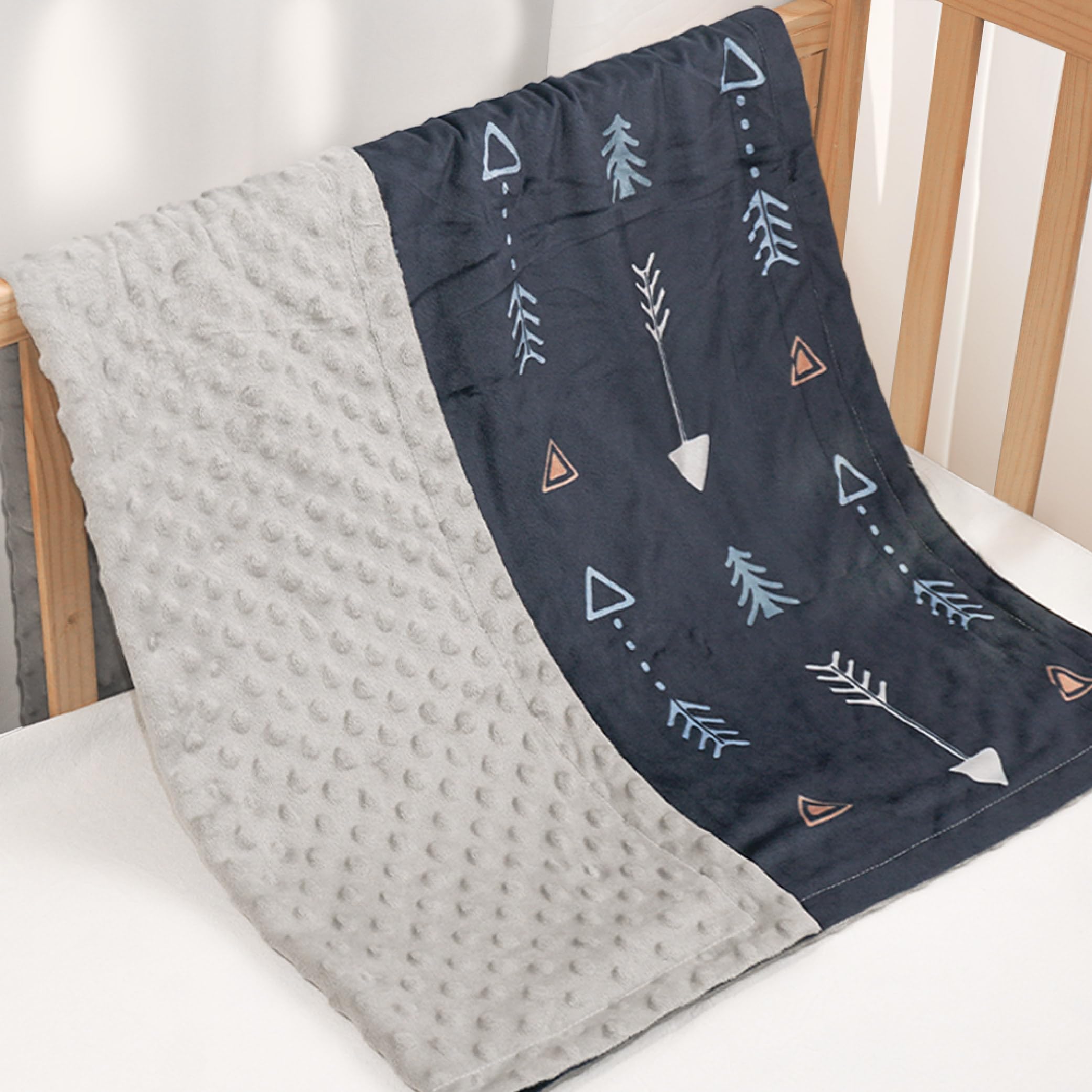 SANDJEST Manta de bebé para niños con Respaldo de Puntos de Doble Capa, Flechas Impresas, 30 x 40 Pulgadas, Mantas de recepción para recién Nacidos, Regalo para Baby Shower cumpleaños