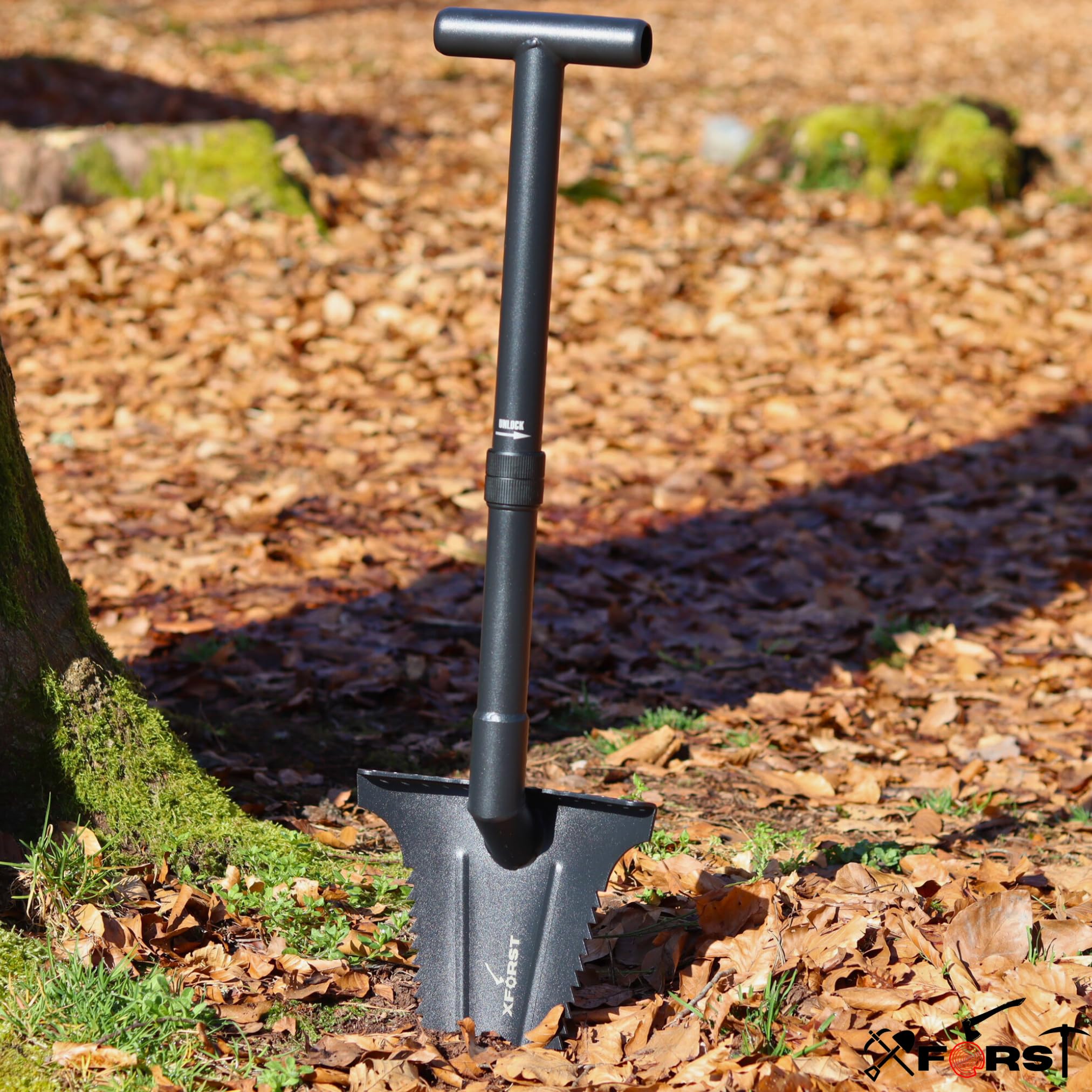 forst X-SZ2 - Pala robusta, ideale per giardinaggio e prospezione. 72 cm, 1,66 kg, lama trapezoidale affilata con denti laterali per giardinaggio, rimozione radici